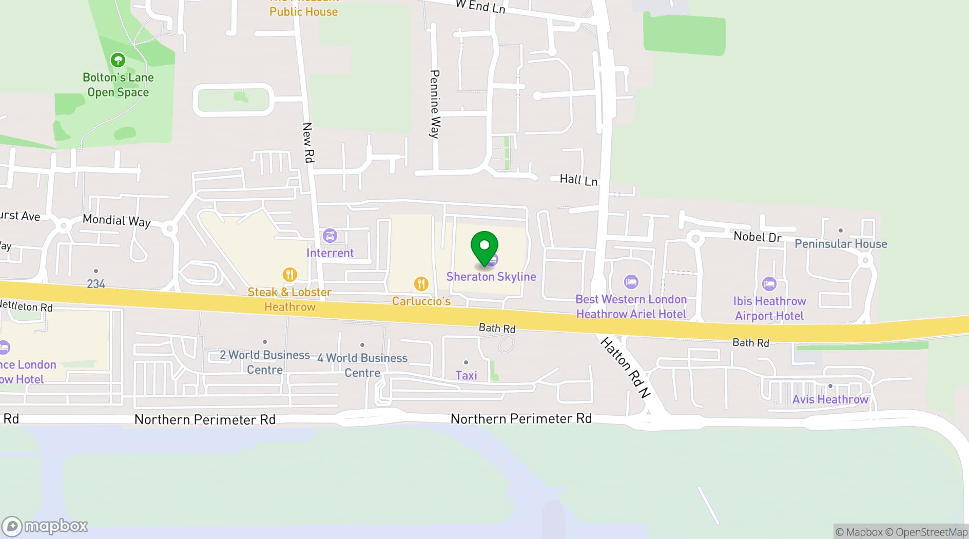 Map showing Sheraton Skyline Hotel