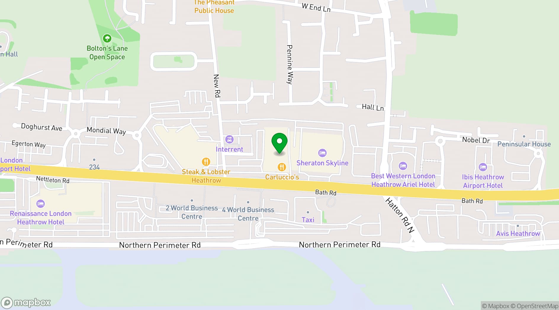 Map showing London Heathrow Marriott