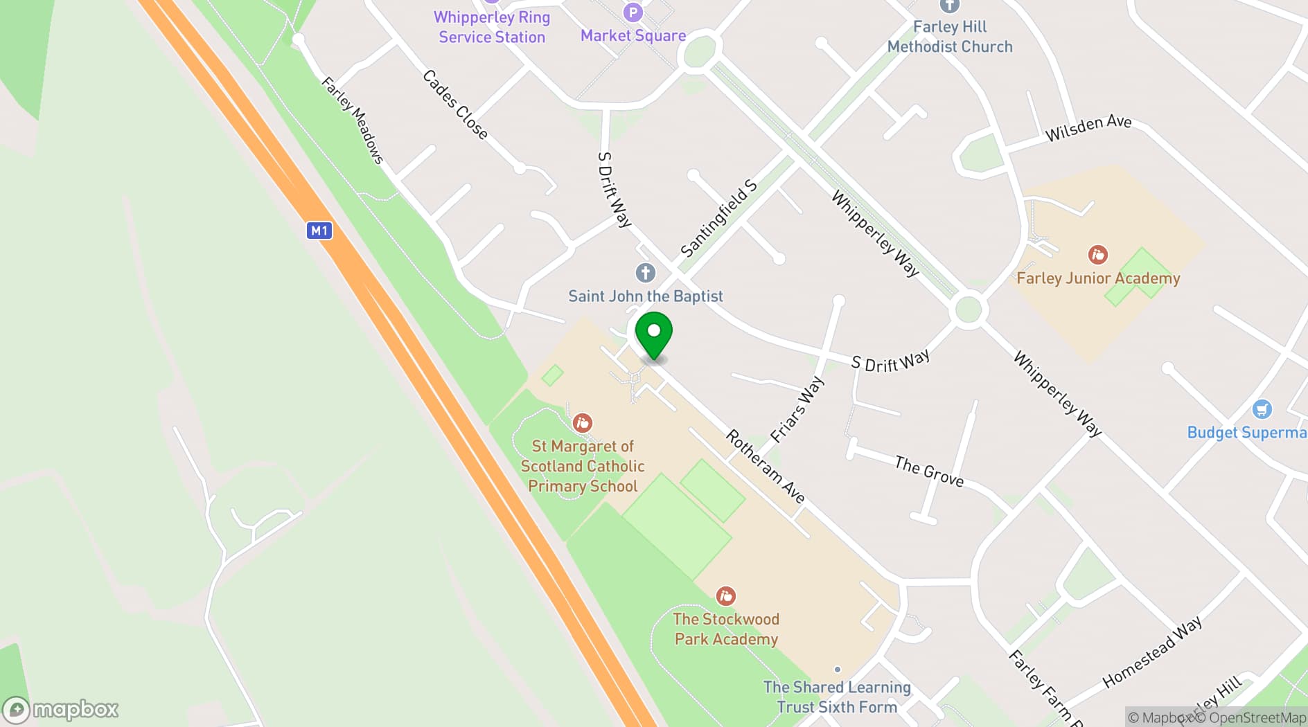 Map showing Stockwood Park Academy