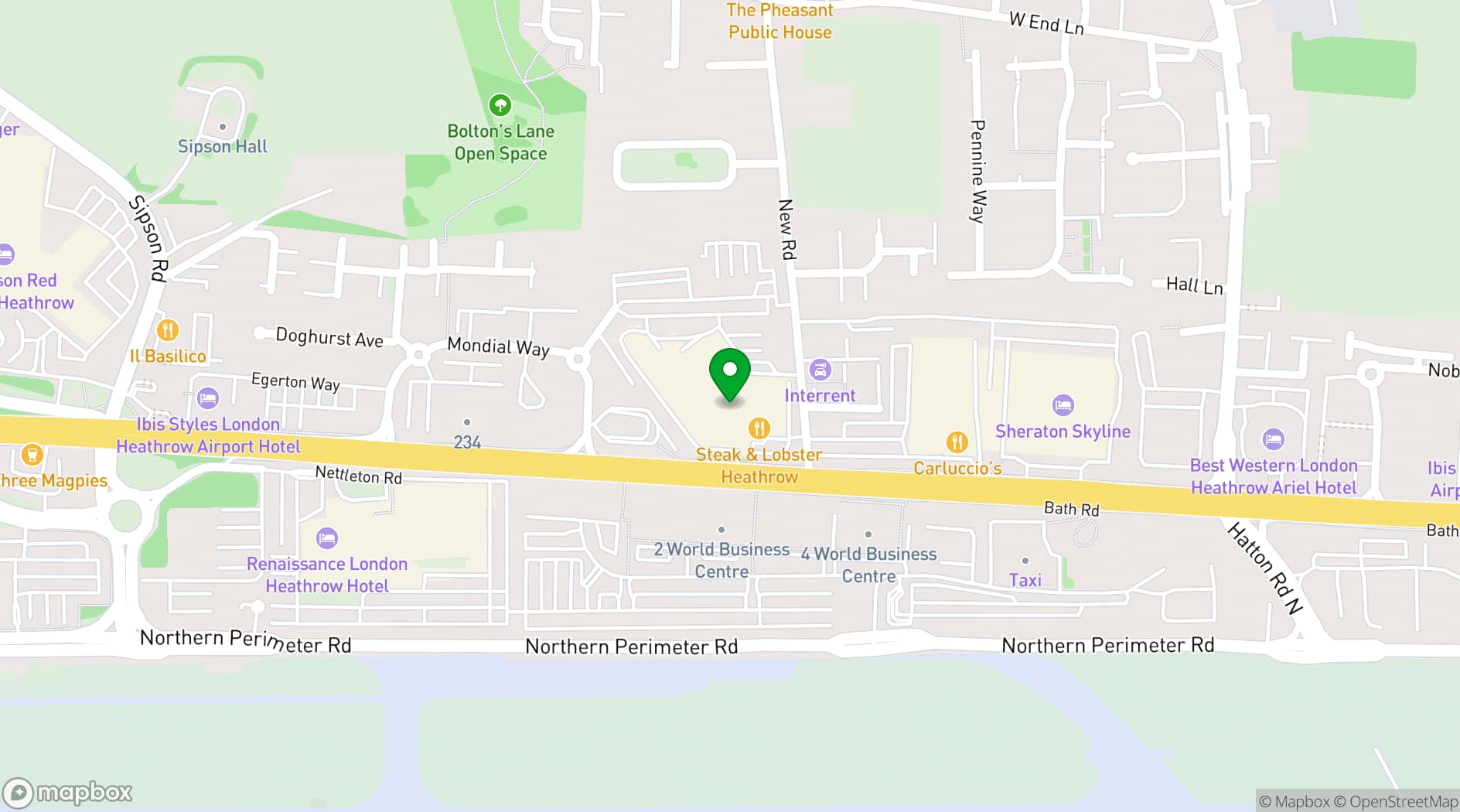 Map showing Radisson Blu Hotel, London Heathrow