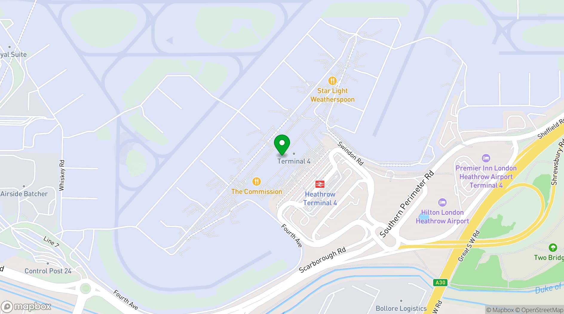 Map showing Plaza Premium Lounge