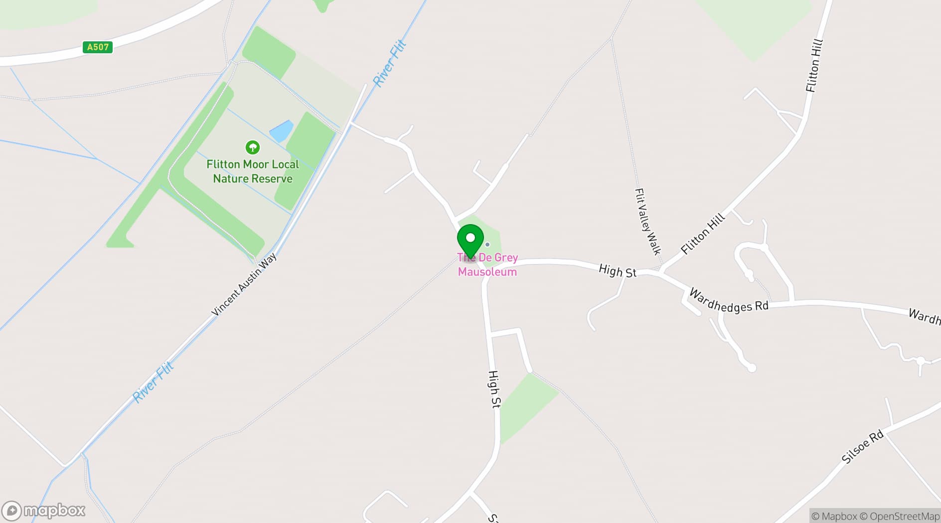 Map showing The White Hart Flitton