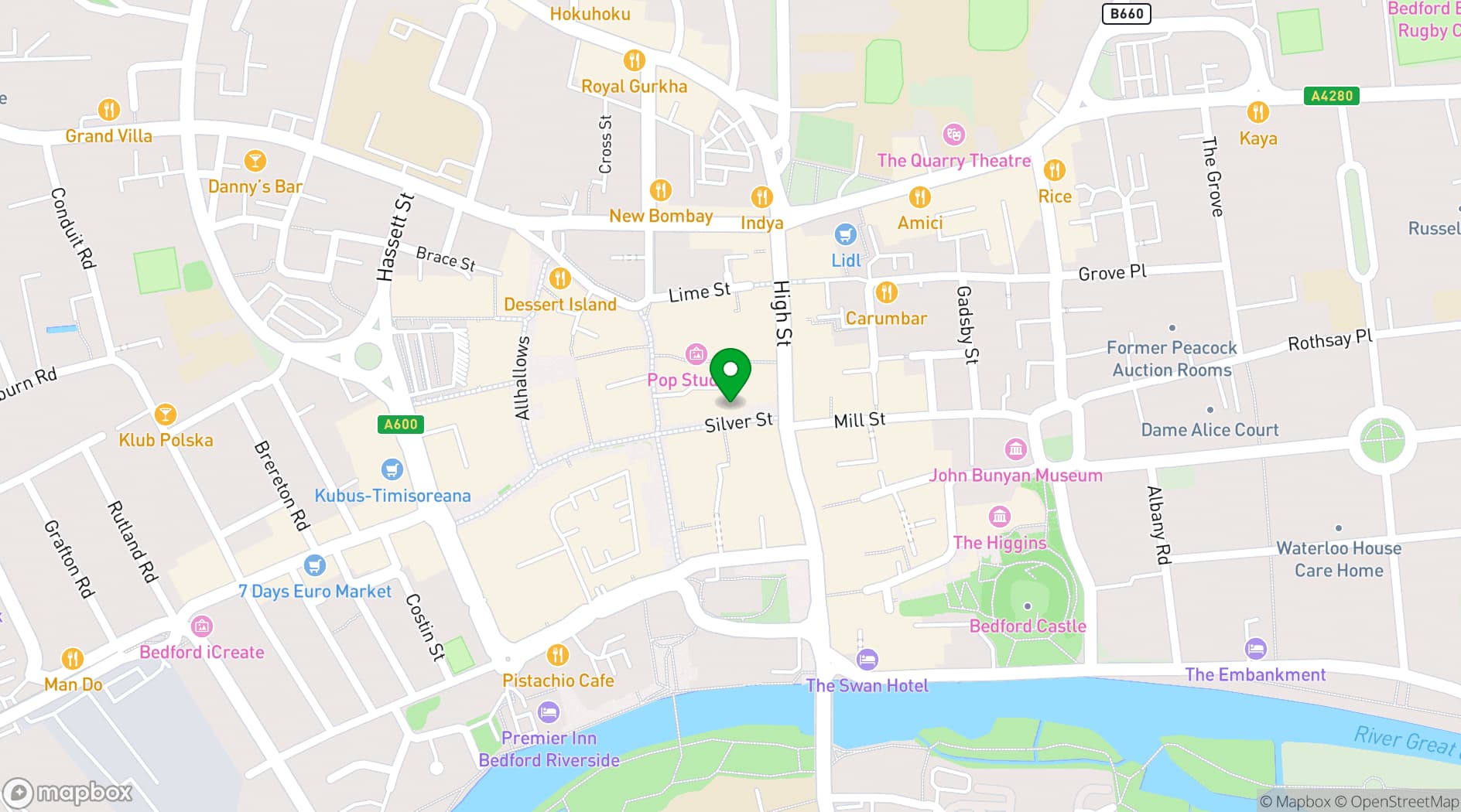 Map showing Silver Street