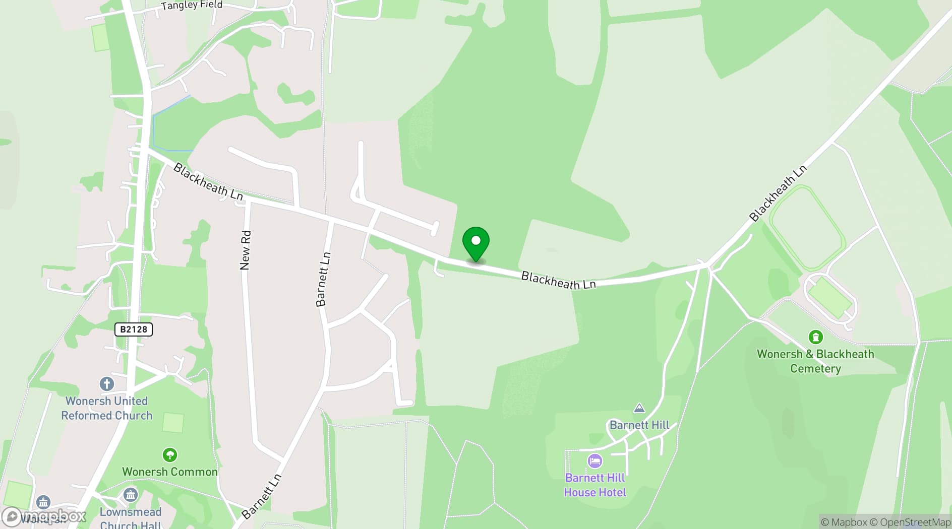 Map showing Barnett Hill Hotel
