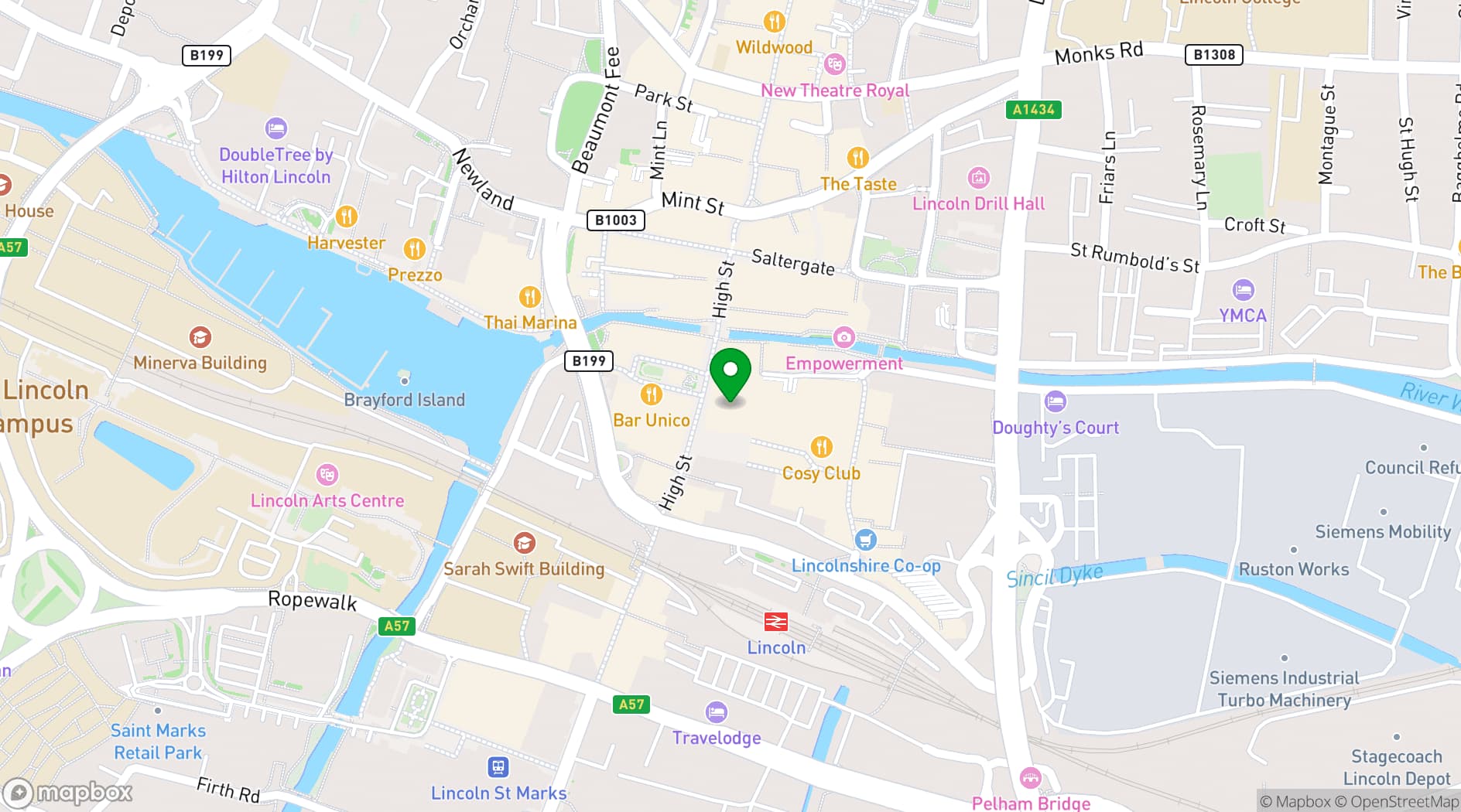 Map showing Gutterball Lincoln