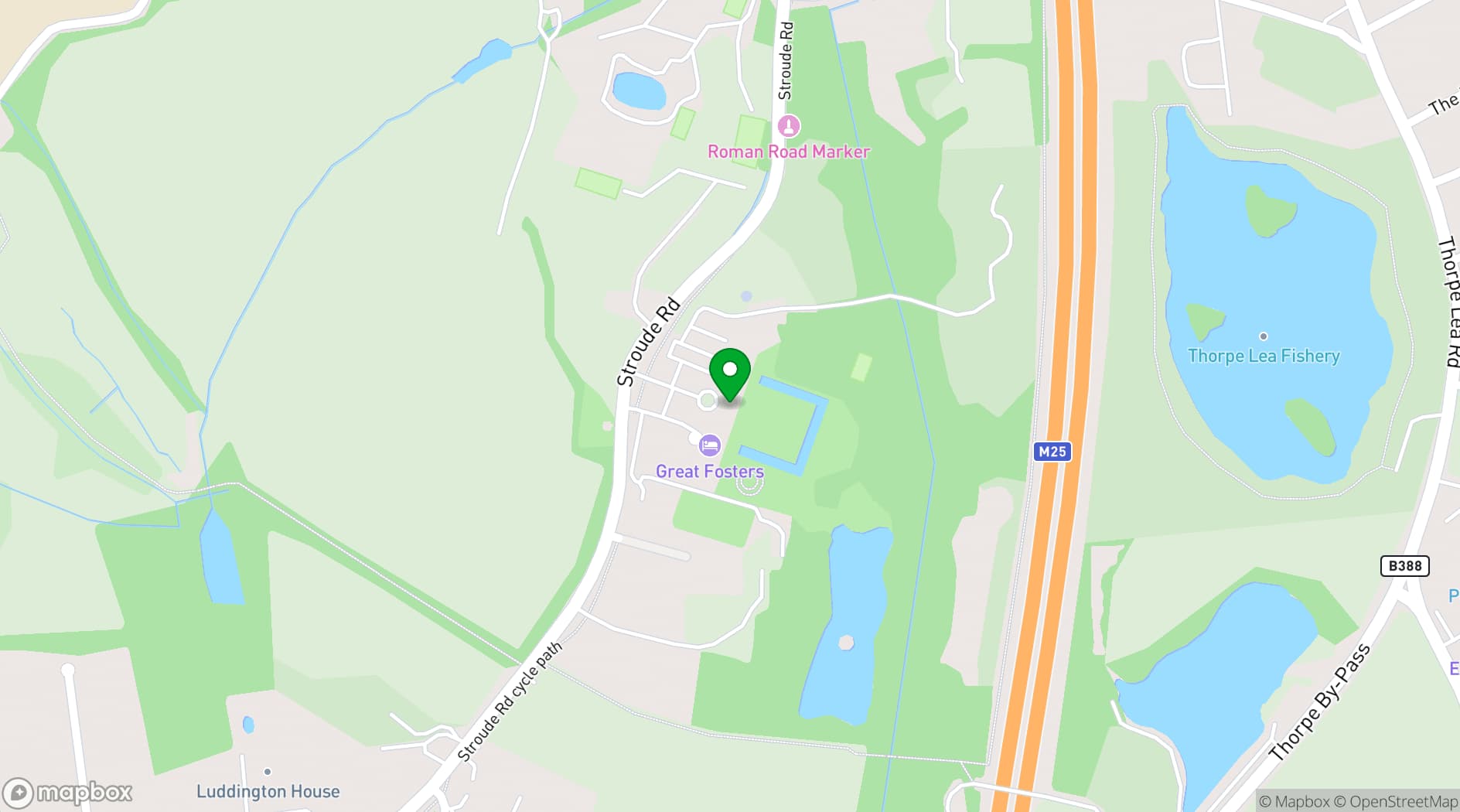 Map showing Great Fosters
