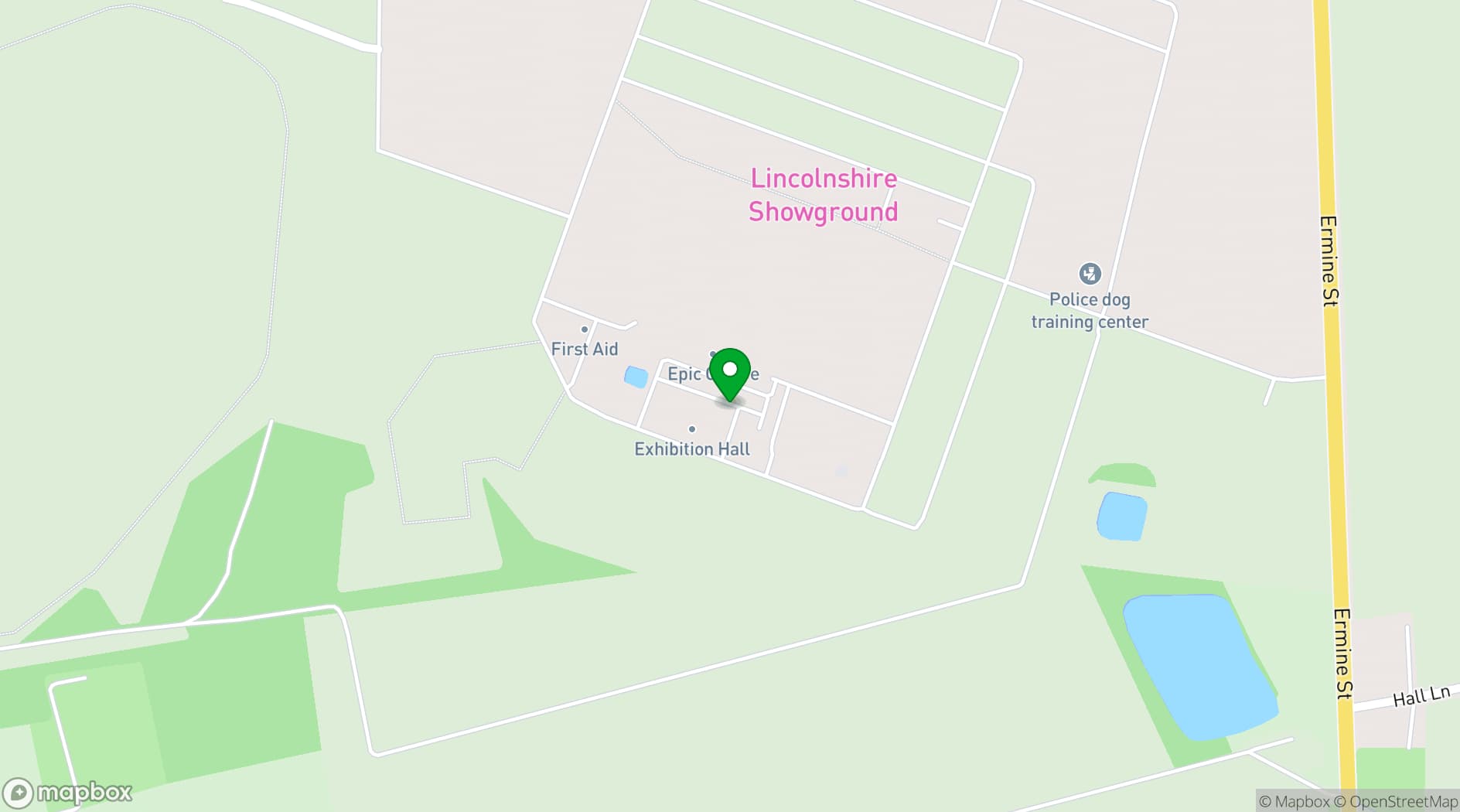 Map showing Lincolnshire Showground