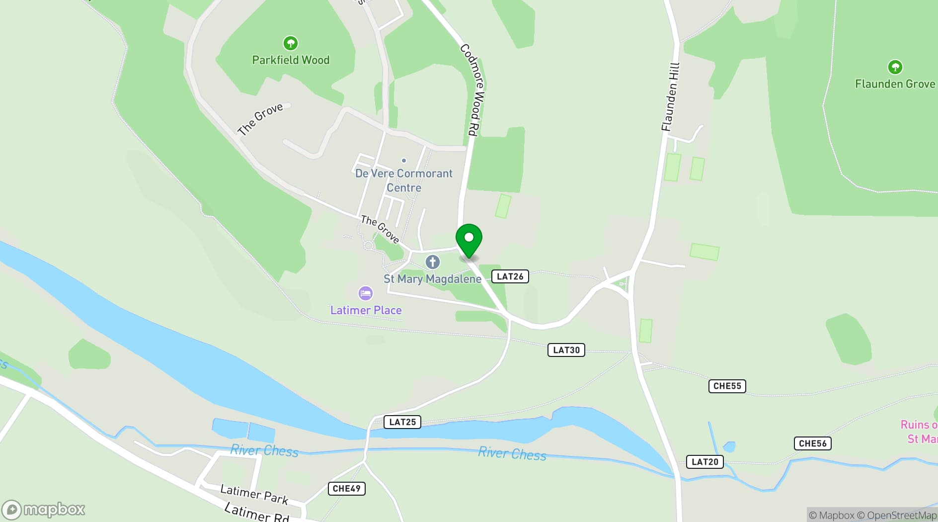 Map showing De Vere Latimer Estate