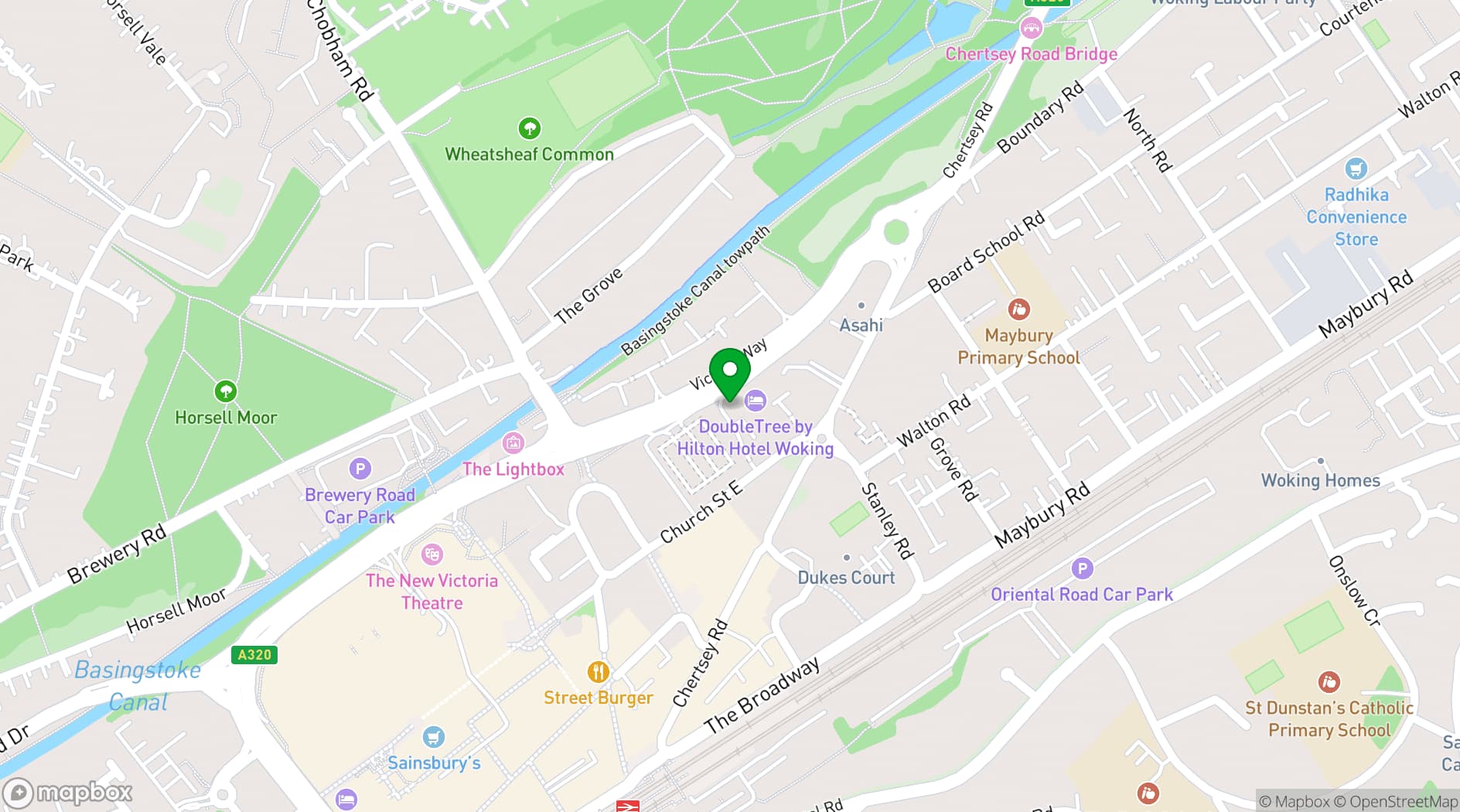 Map showing DoubleTree by Hilton Woking