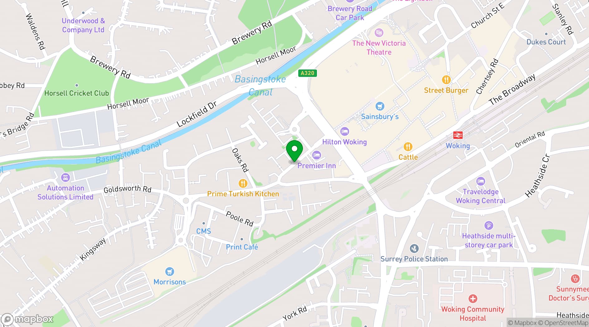 Map showing Hilton Woking
