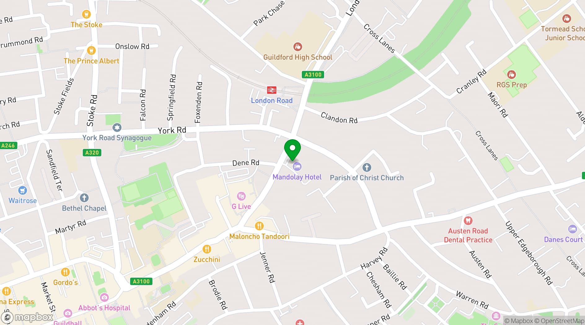 Map showing Mandolay Hotel