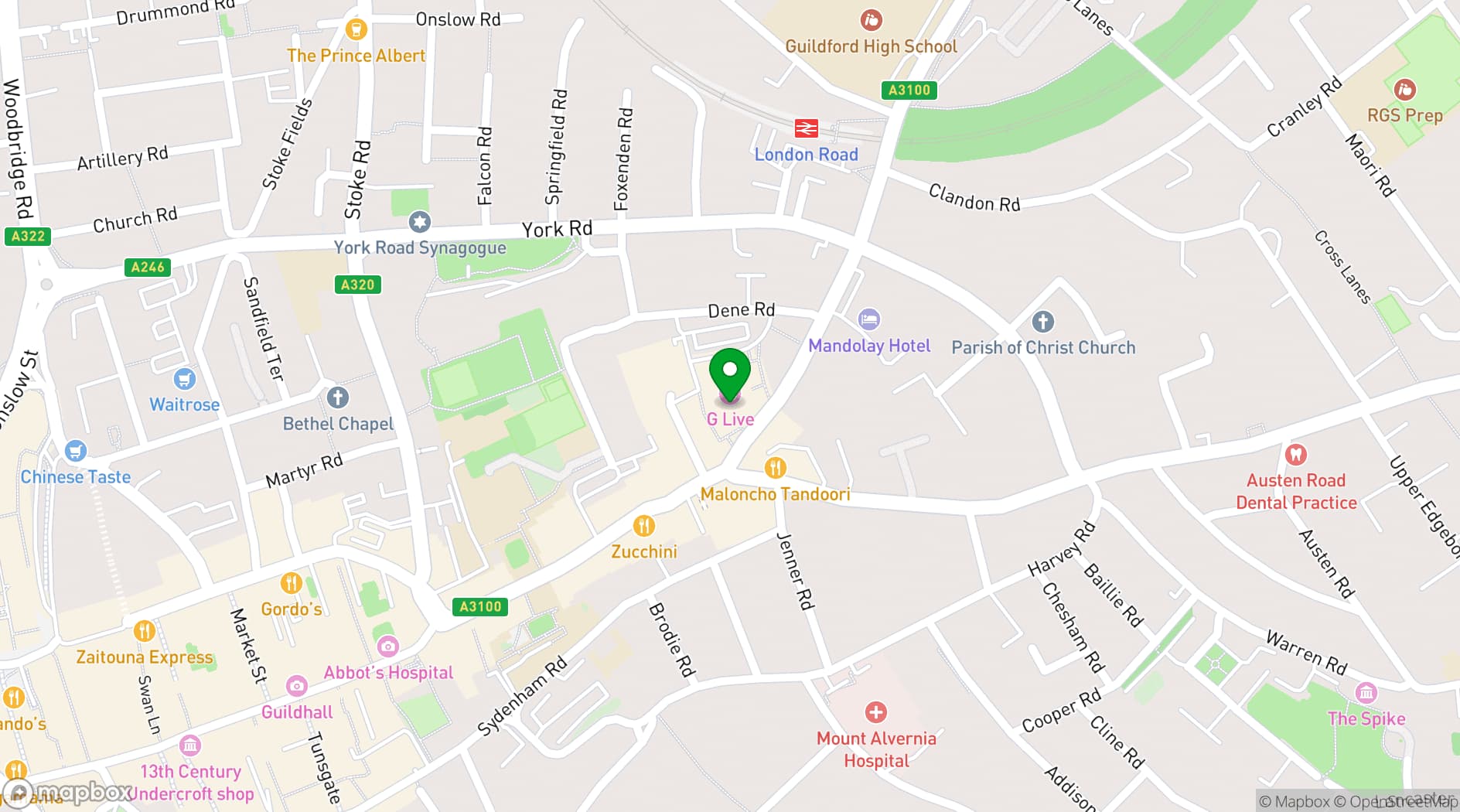 Map showing G Live