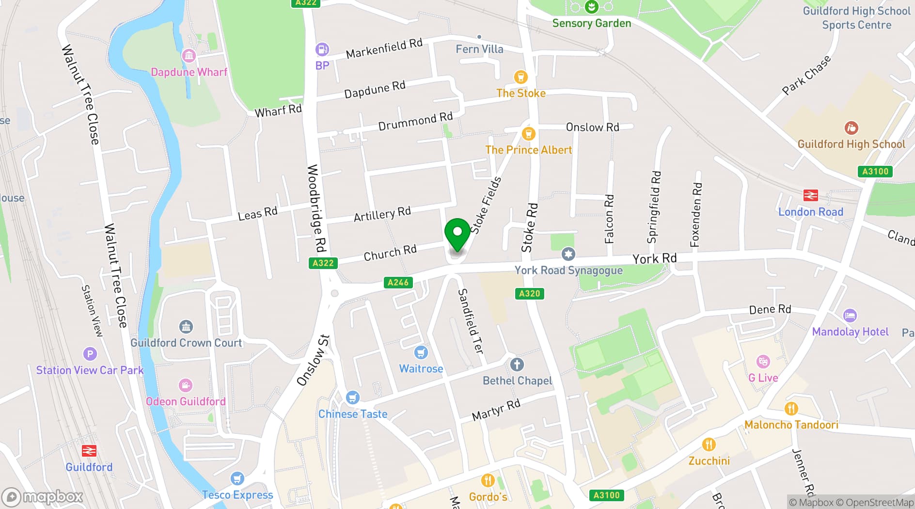 Map showing The Boileroom