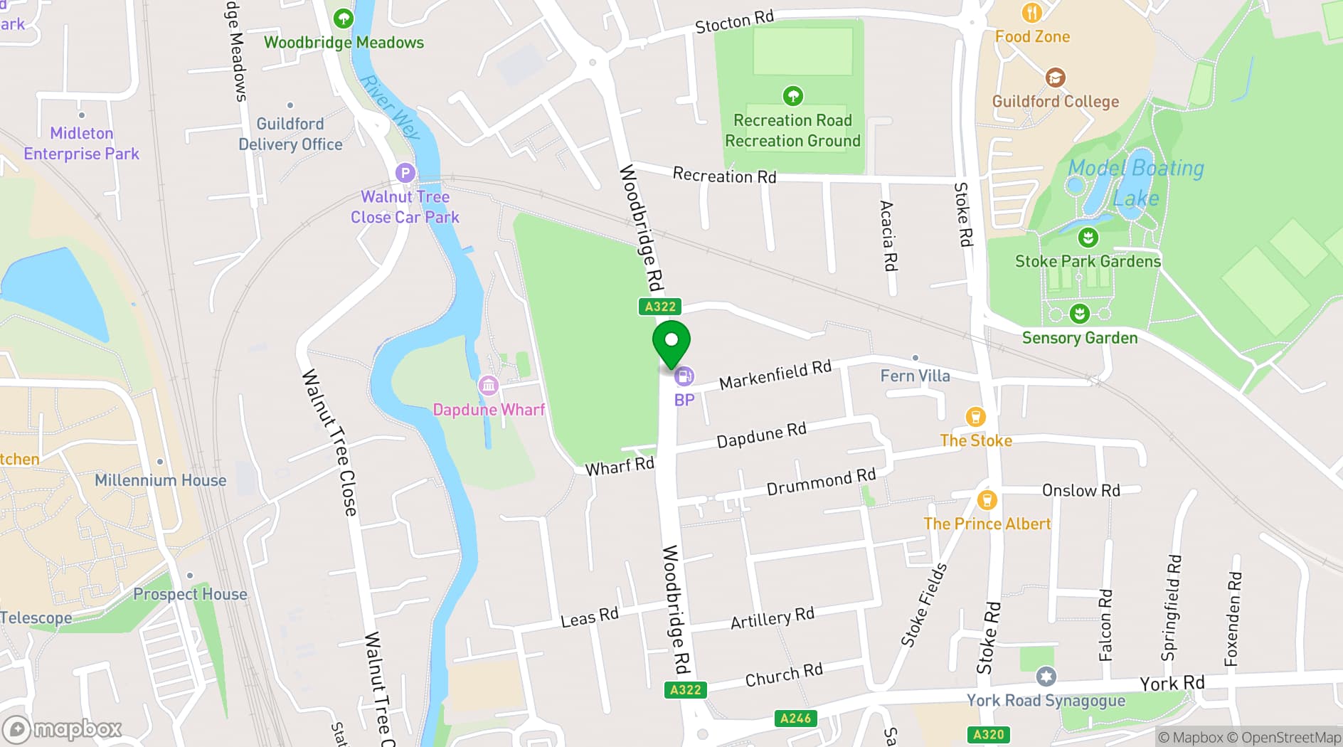 Map showing The Guildford Pavilion