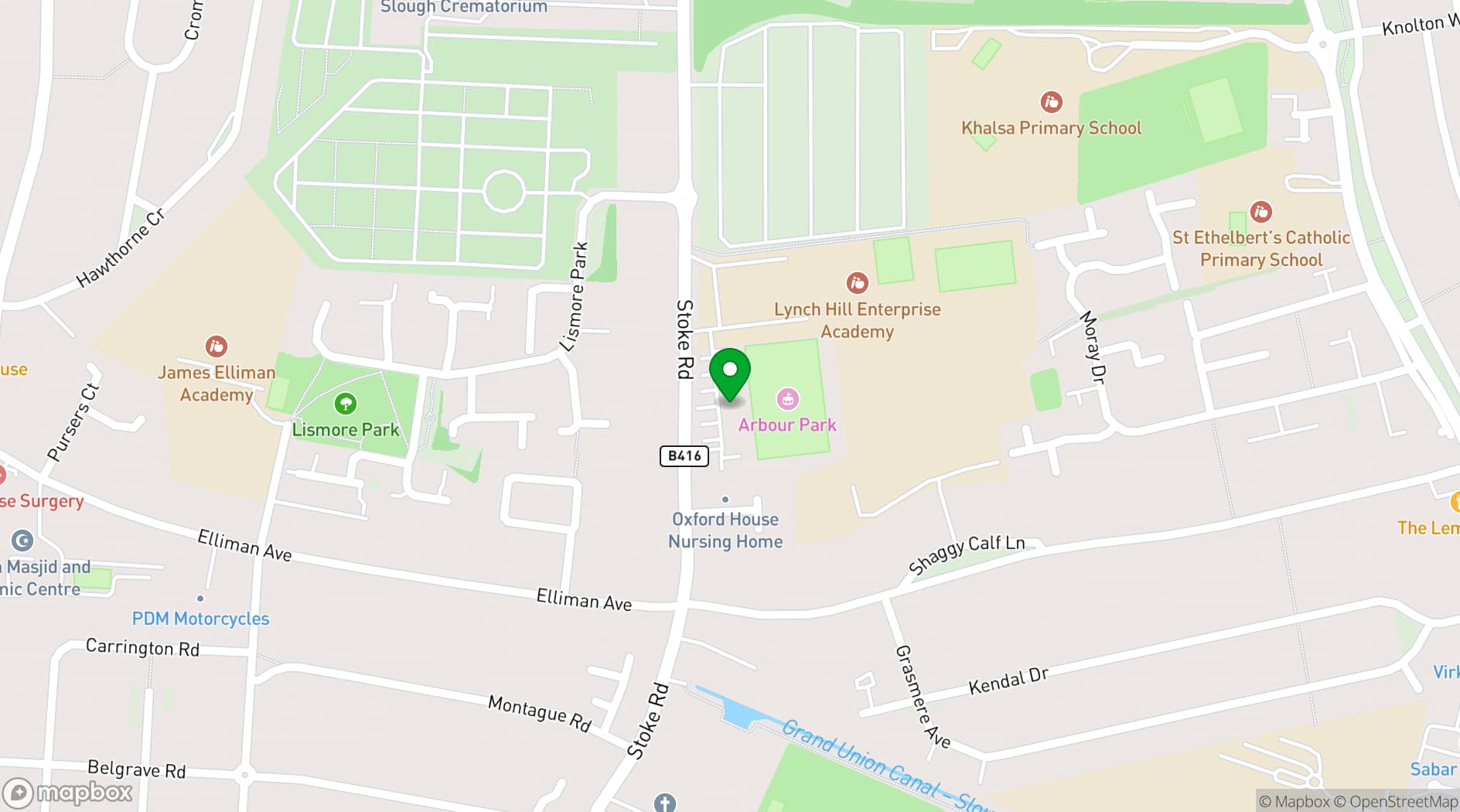 Map showing Arbour Park Stadium