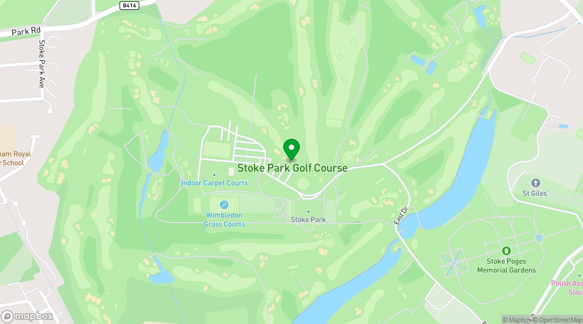 Map showing Stoke Park Country Club, Spa and Hotel
