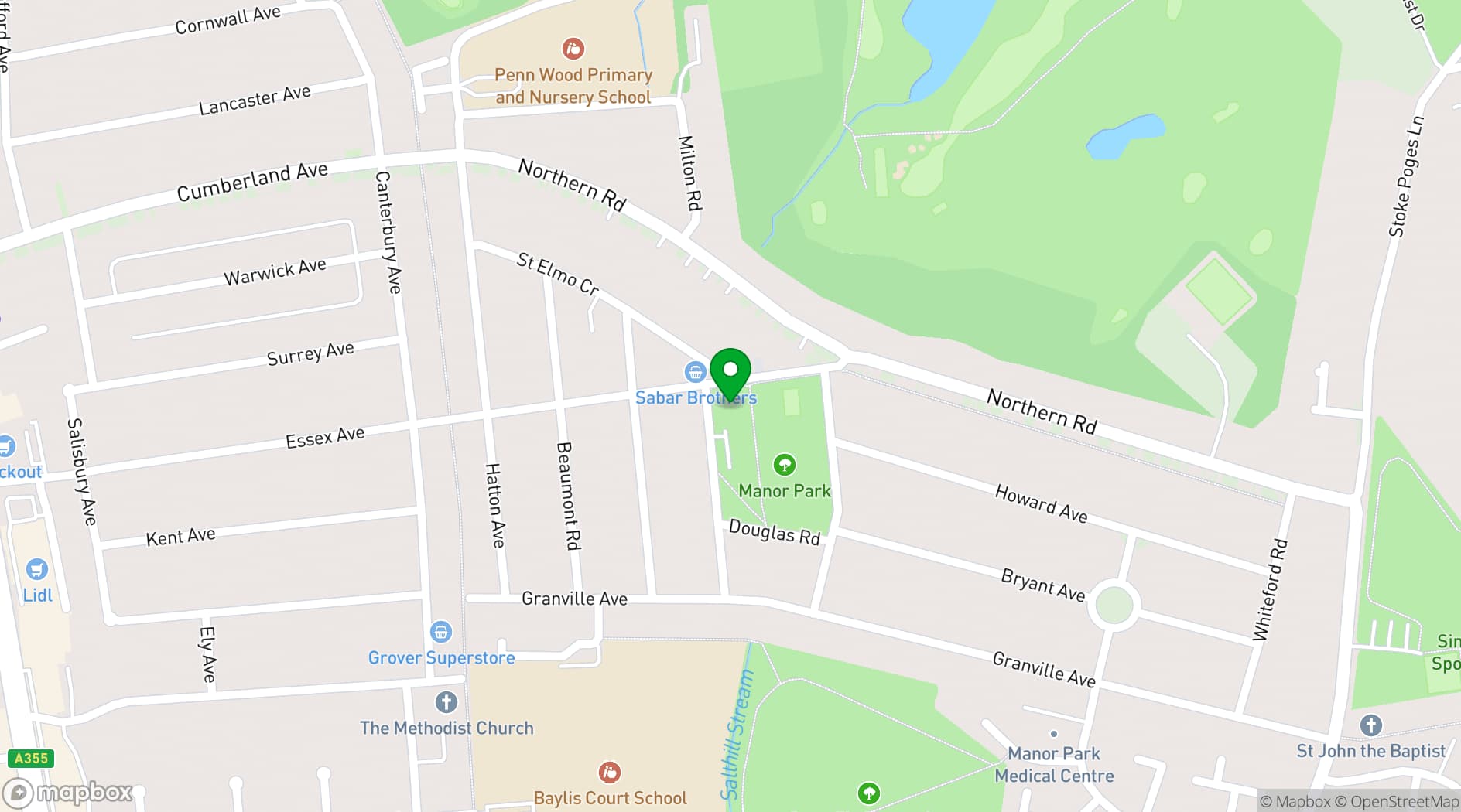 Map showing Manor Park Community Centre