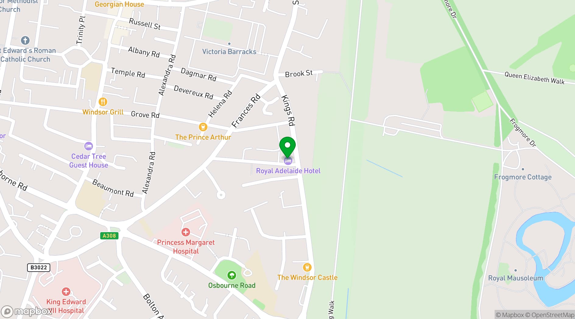 Map showing Royal Adelaide Hotel