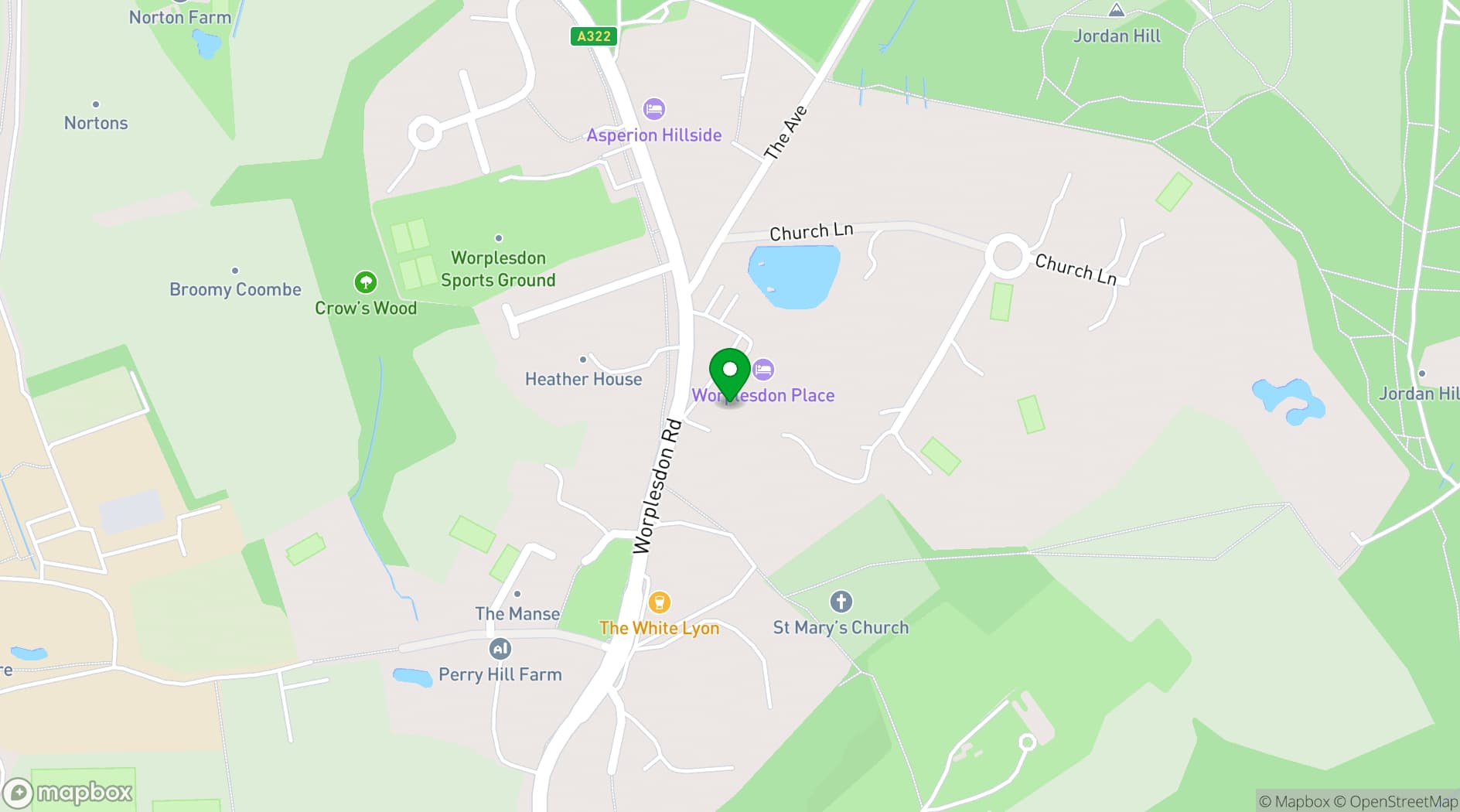 Map showing Worplesdon Place