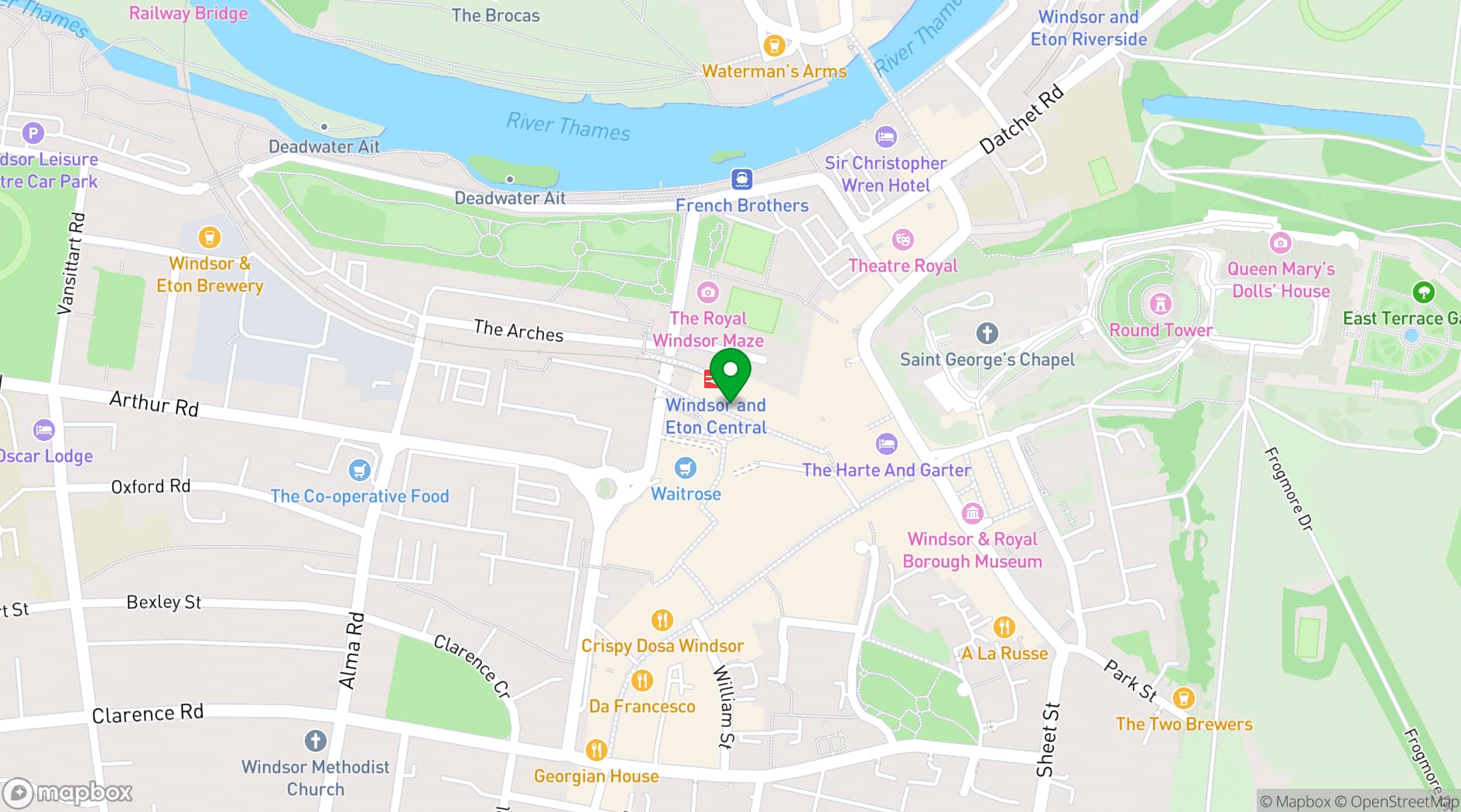 Map showing Bella Italia Windsor Royal Station
