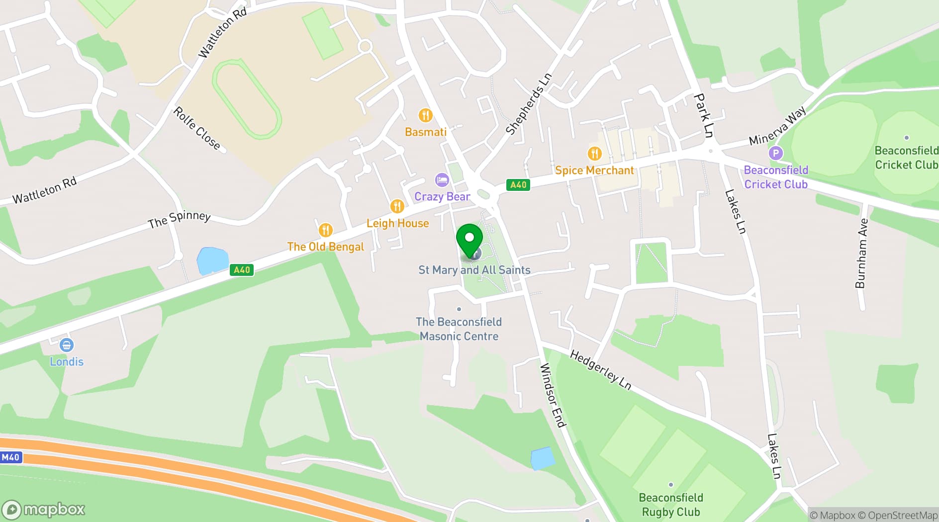 Map showing St Mary's Church