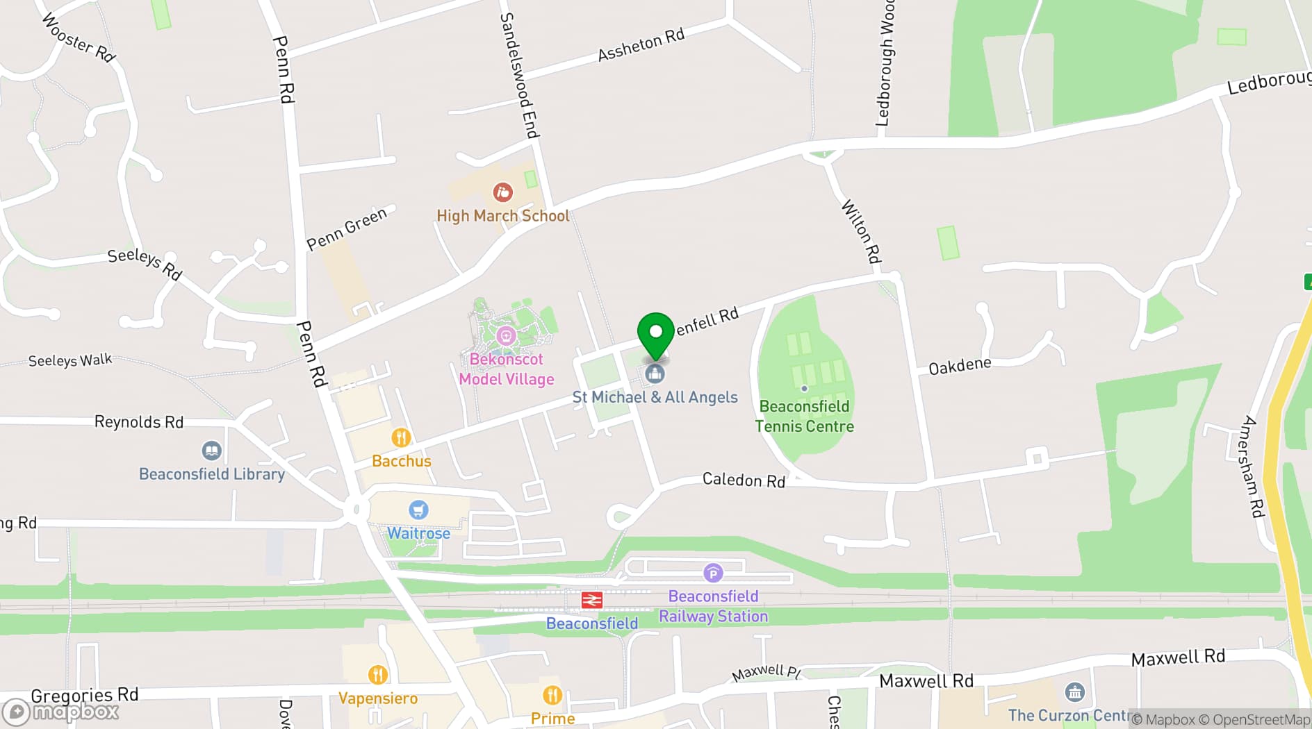Map showing St Michael's Meeting Rooms and Hall