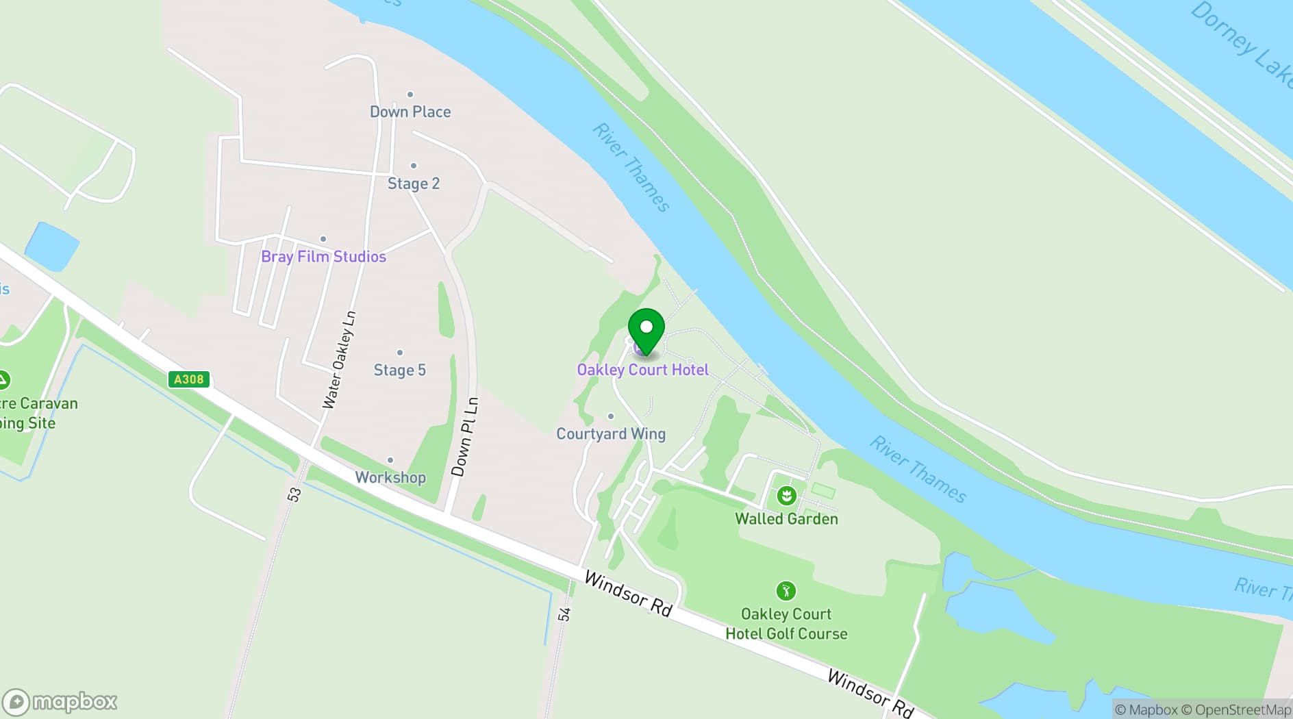 Map showing The Oakley Court 