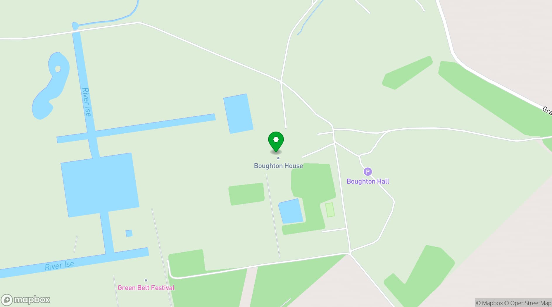 Map showing Boughton House