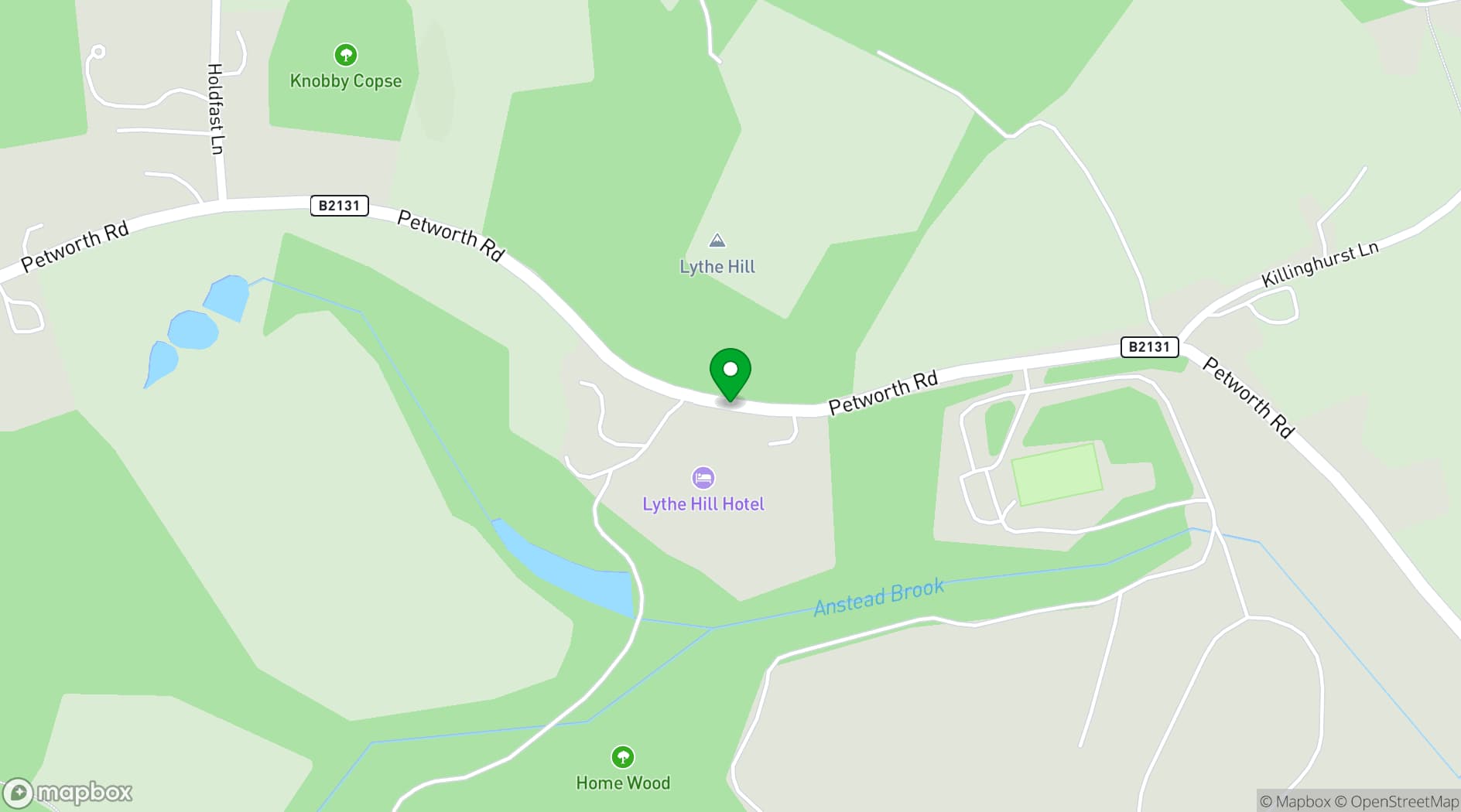 Map showing Voco Lythe Hill Hotel & Spa