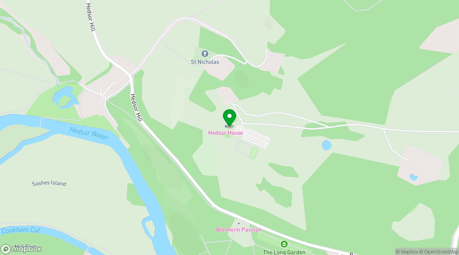 Map showing Hedsor House