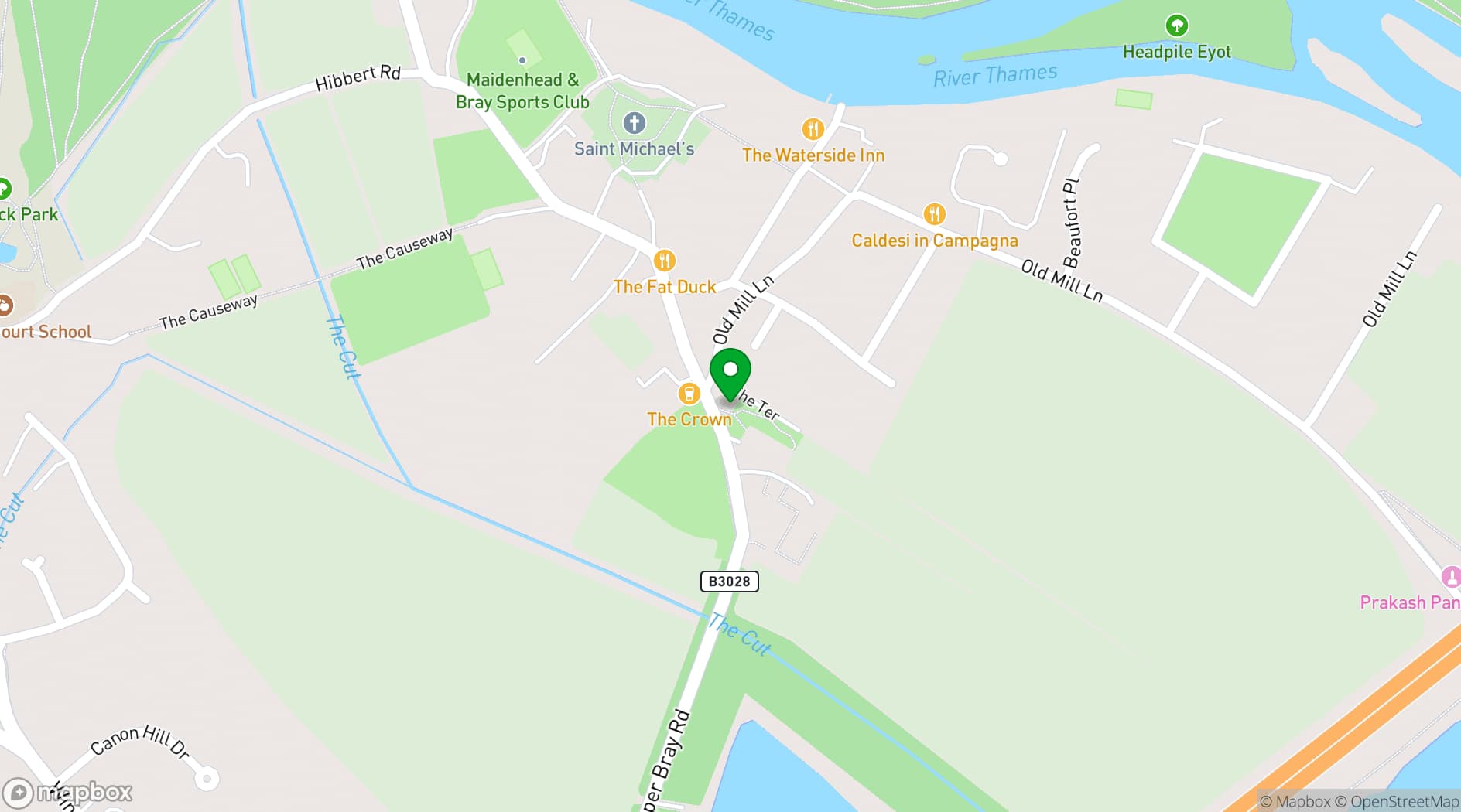 Map showing Bray Village Hall