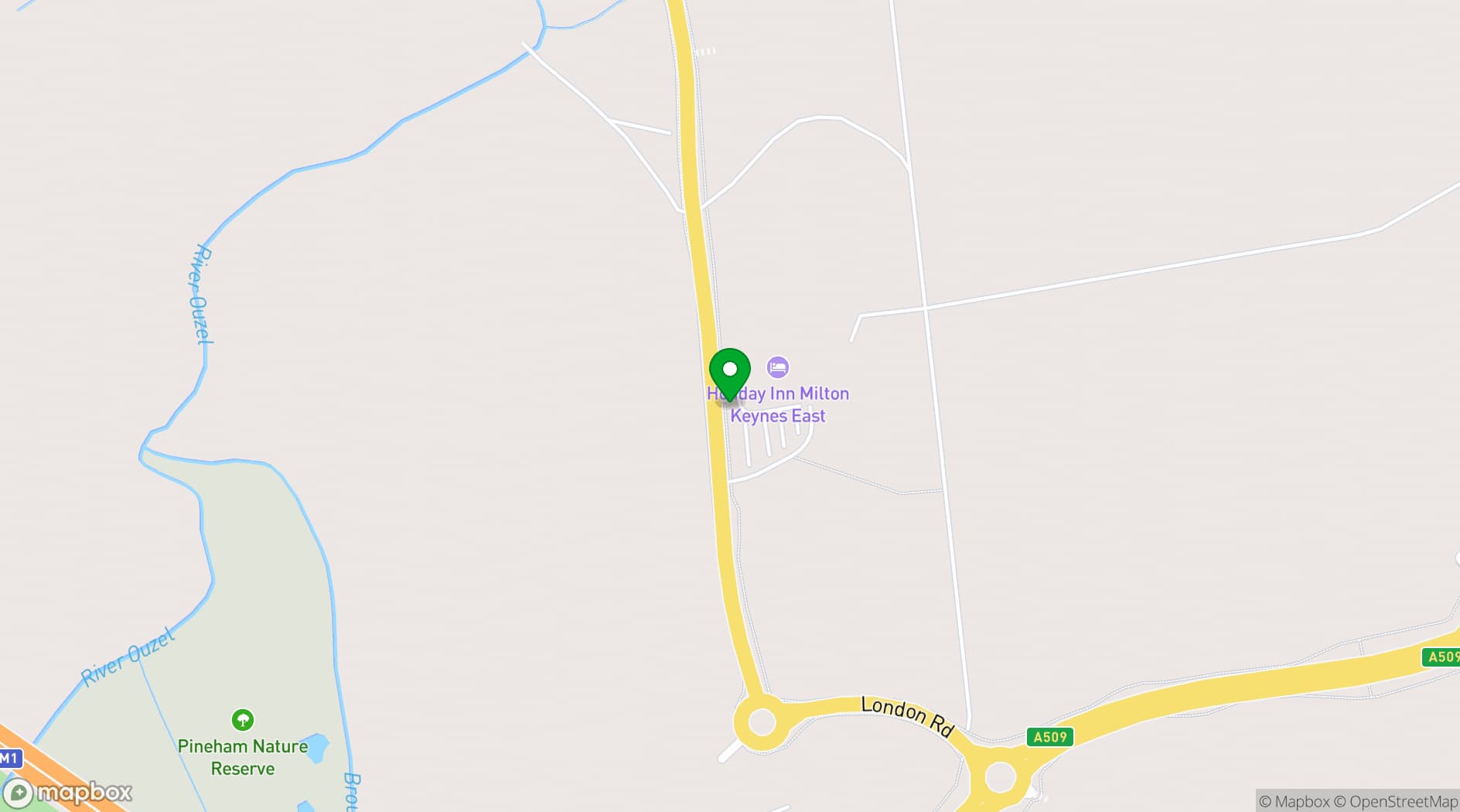 Map showing Holiday Inn Milton Keynes East M1, Jct.14