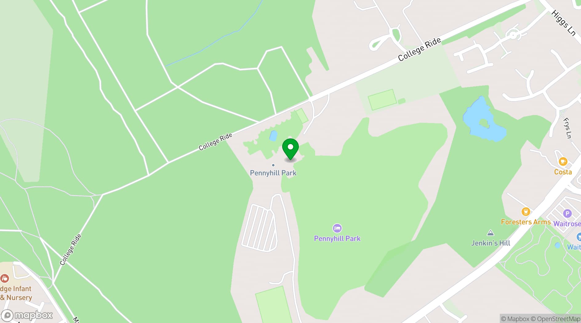 Map showing Pennyhill Park