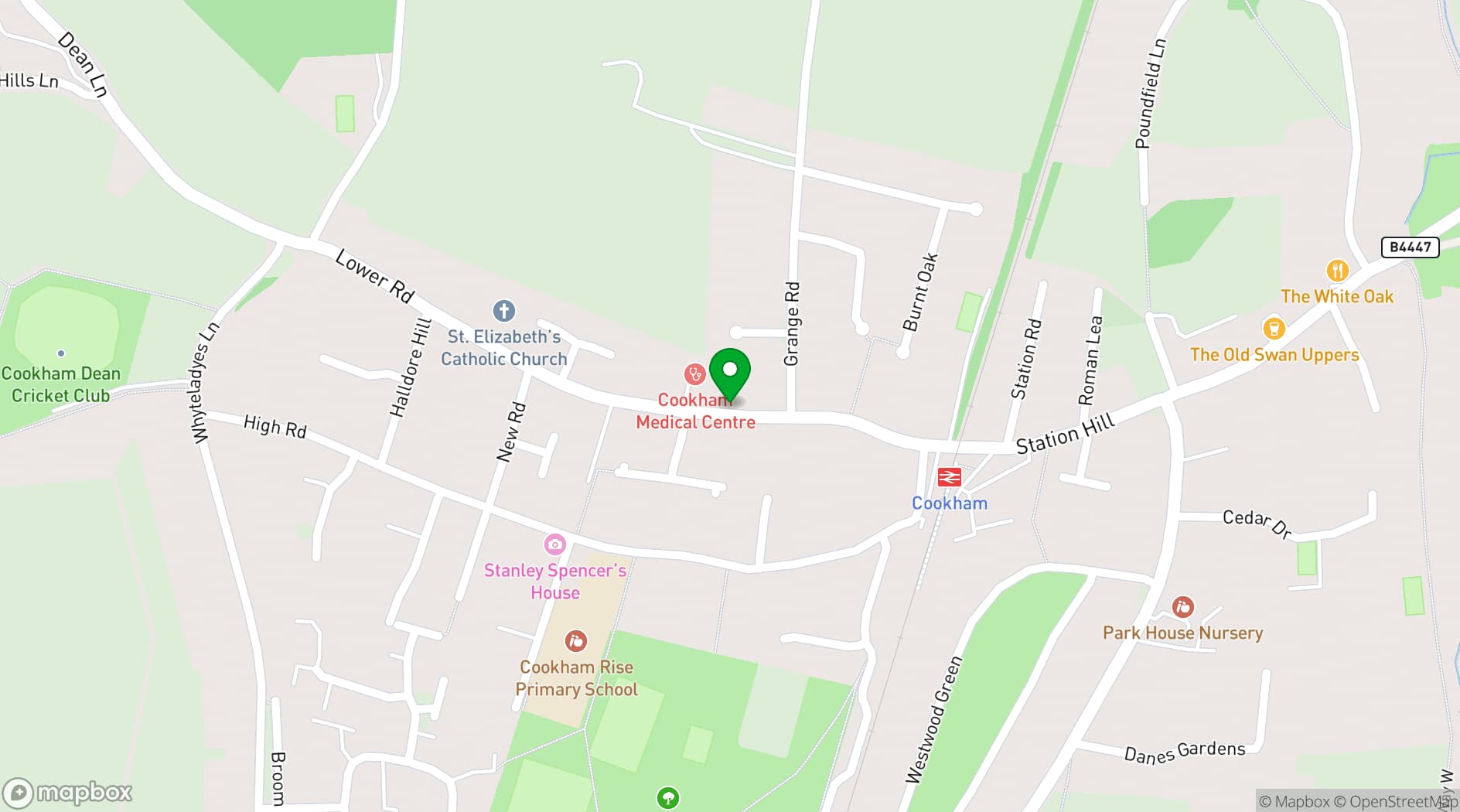 Map showing The Pinder Hall