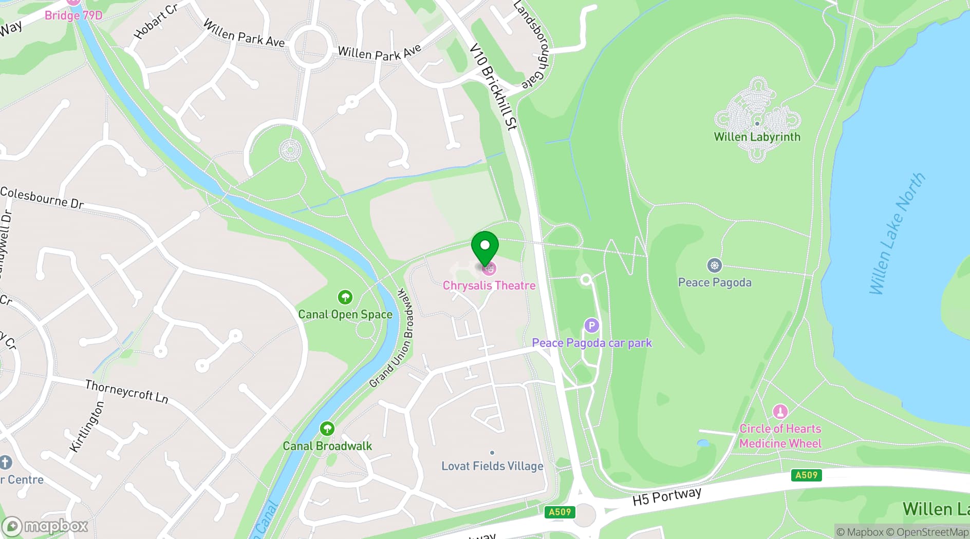 Map showing Chrysalis Theatre