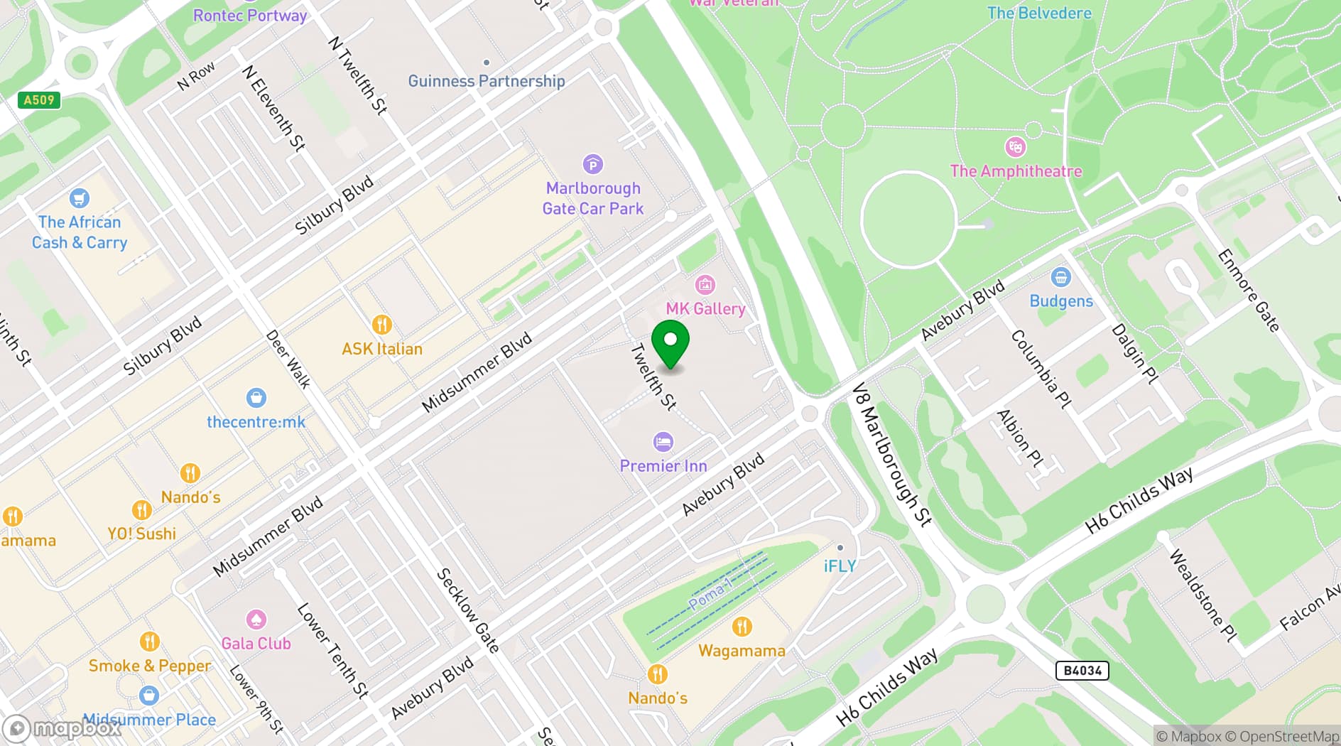 Map showing Revolucion De Cuba Milton Keynes