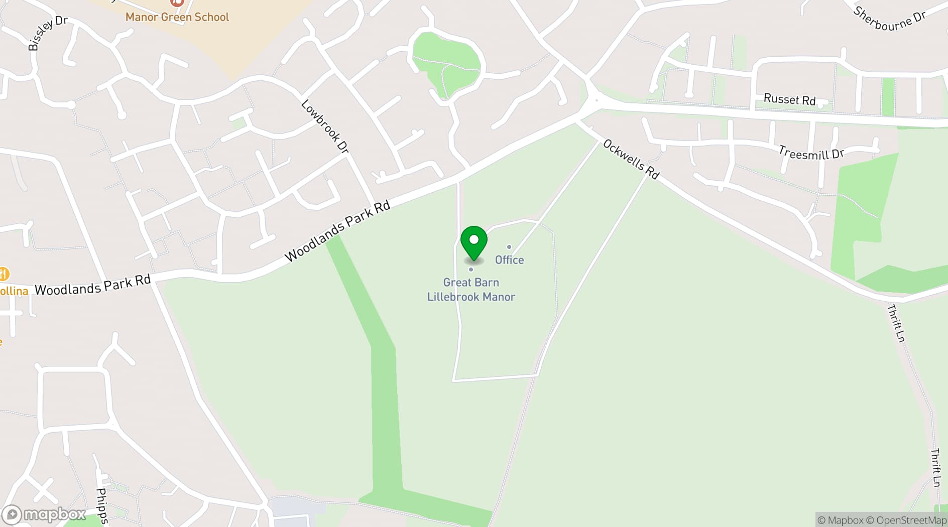 Map showing Lillibrooke Manor