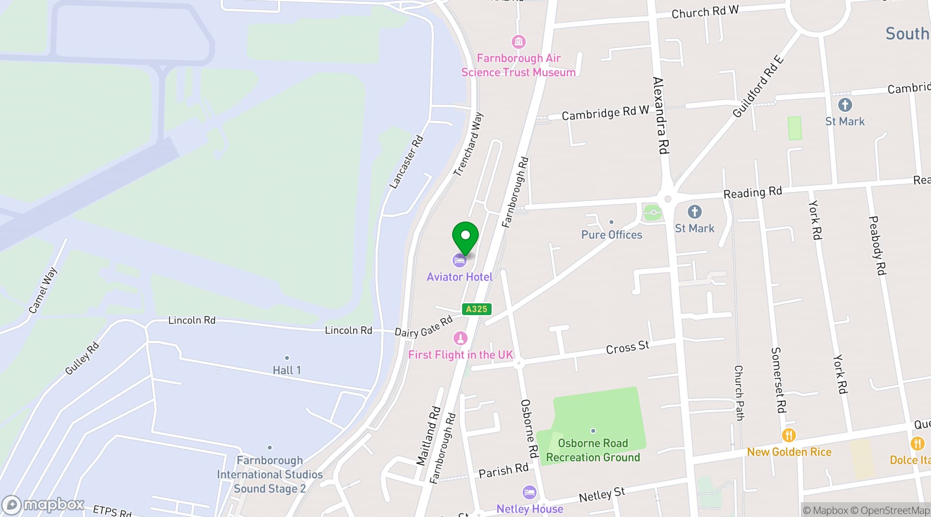 Map showing Aviator