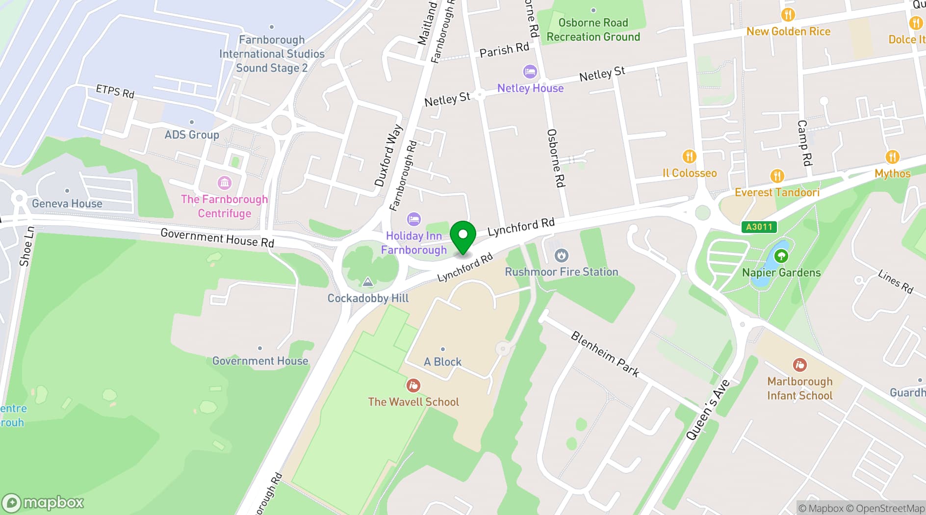 Map showing Holiday Inn Farnborough