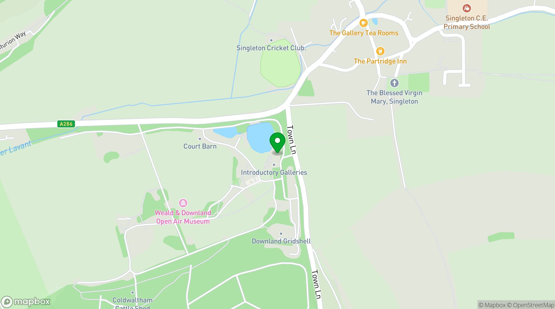 Map showing Weald & Downland Living Museum