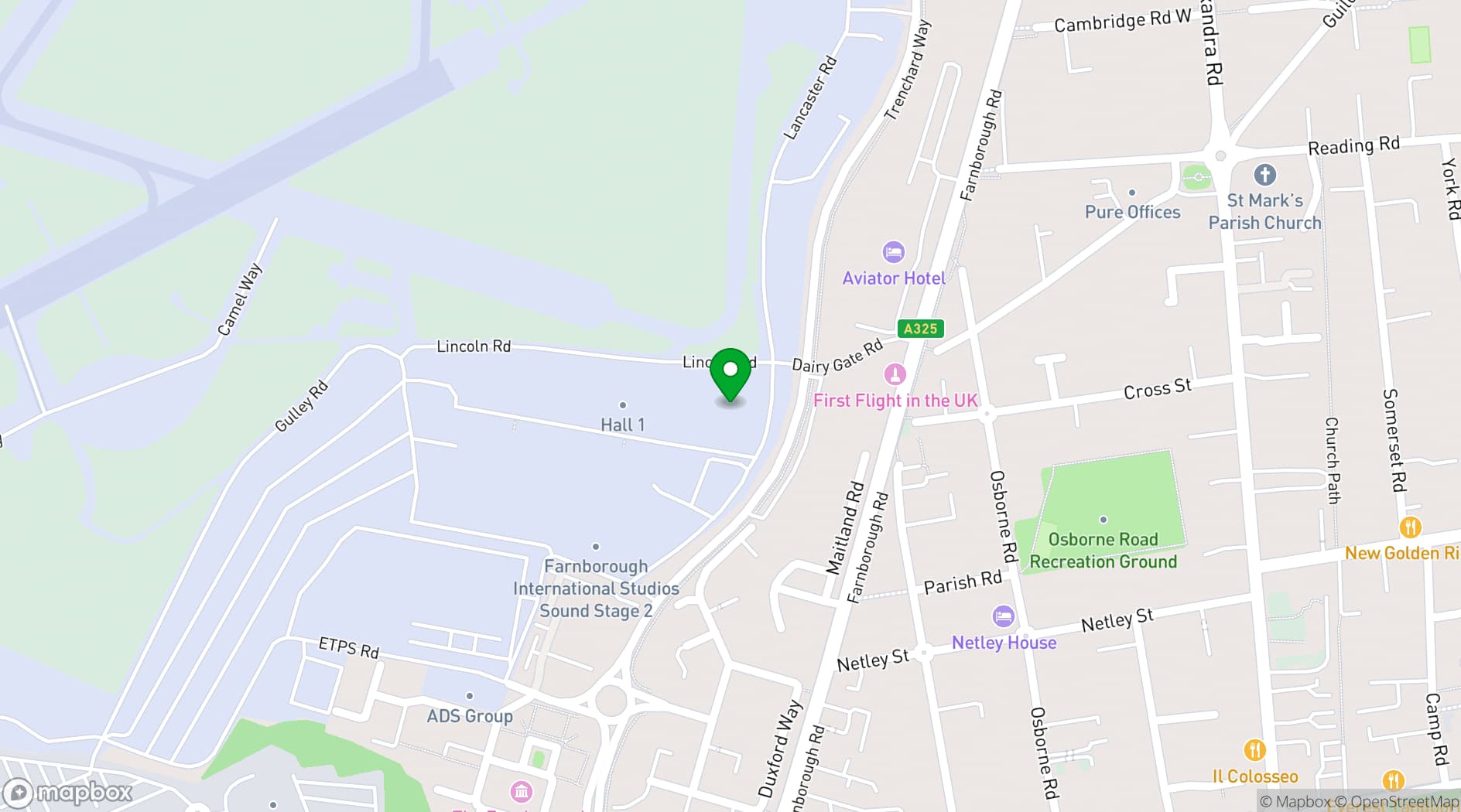 Map showing Farnborough International Exhibition &amp; Conference Centre