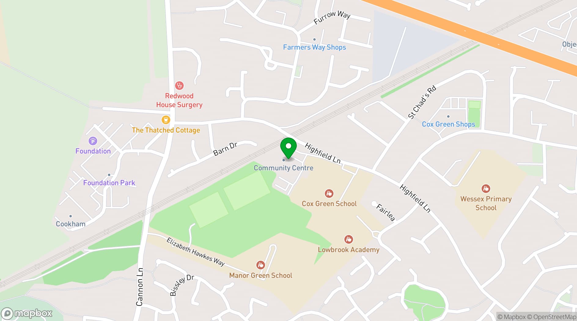 Map showing Cox Green Community Centre