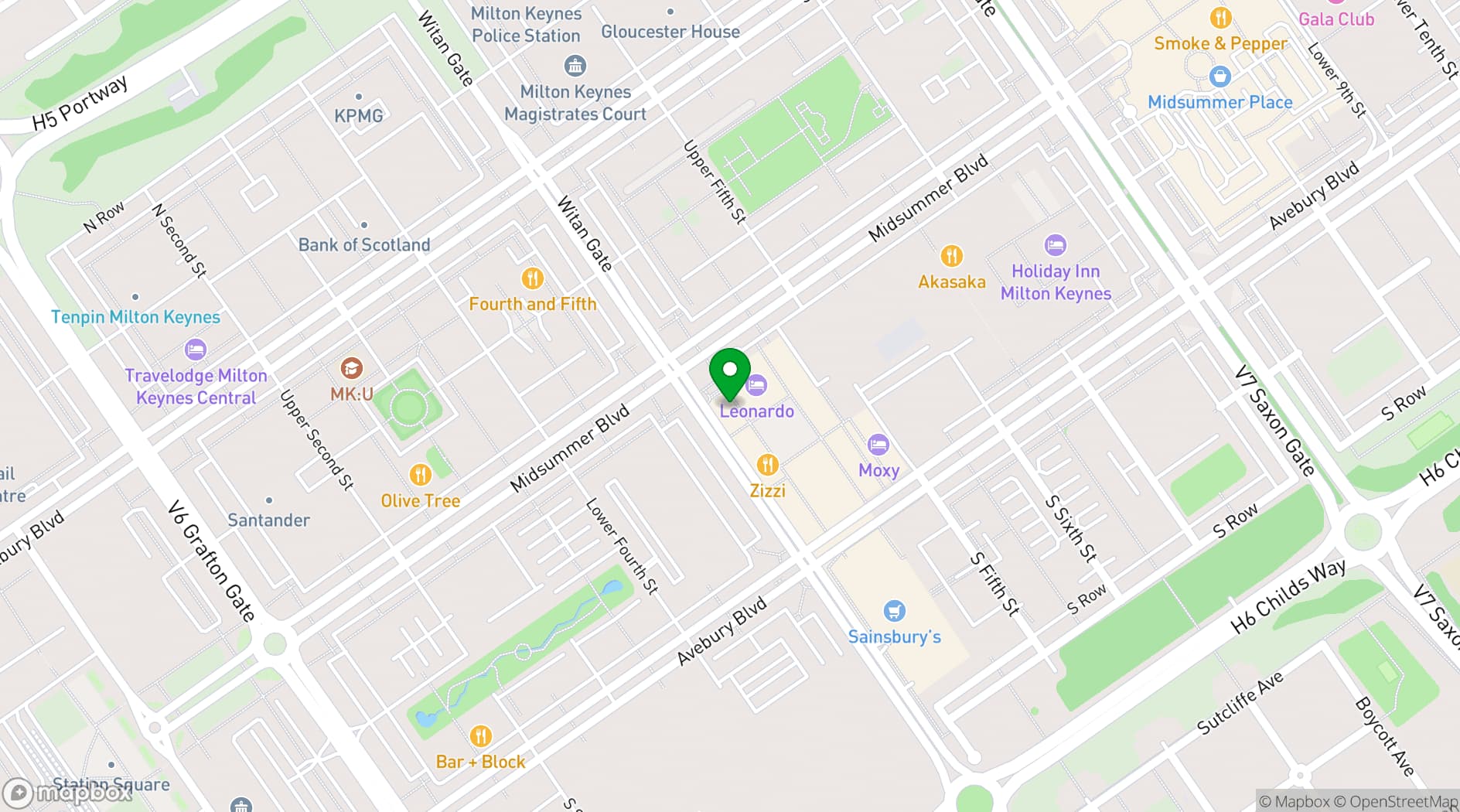 Map showing Las Iguanas Milton Keynes