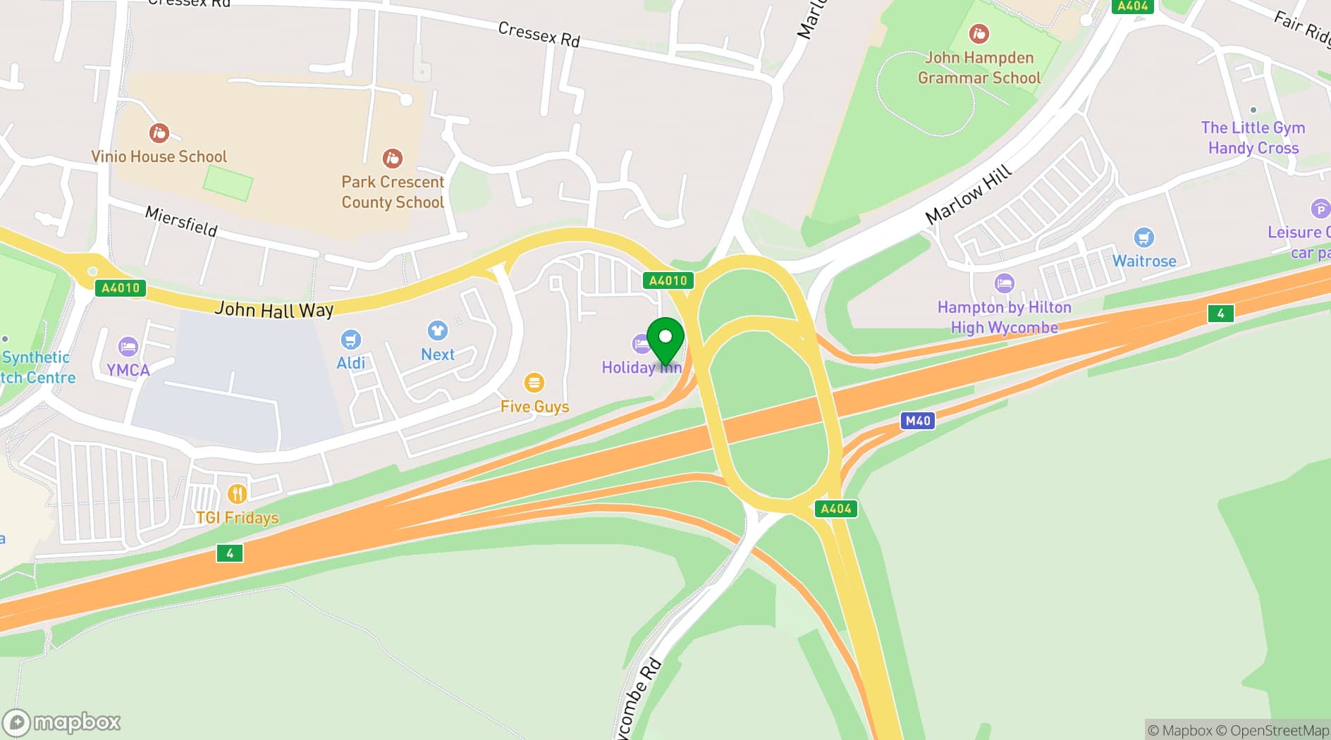 Map showing Holiday Inn High Wycombe