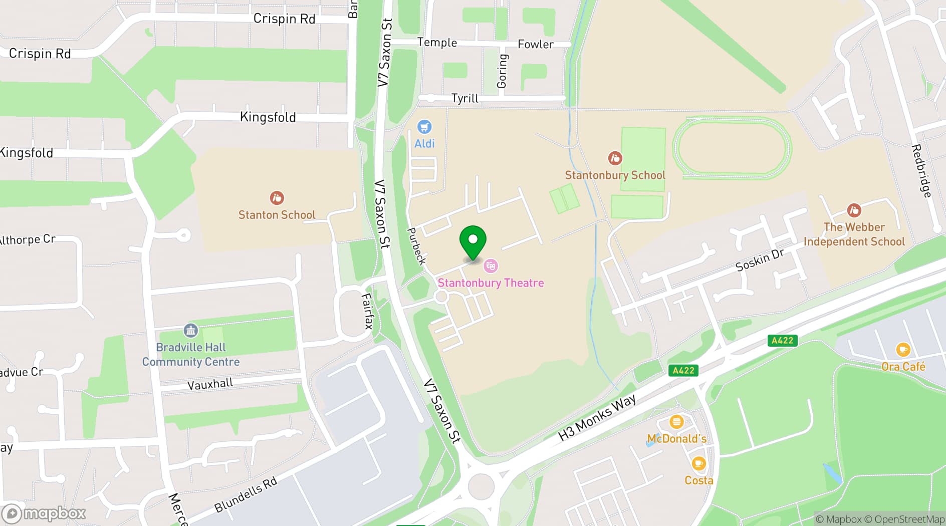 Map showing Stantonbury Theatre