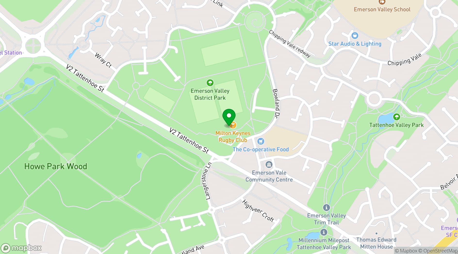 Map showing Emerson Valley Sports Pavilion