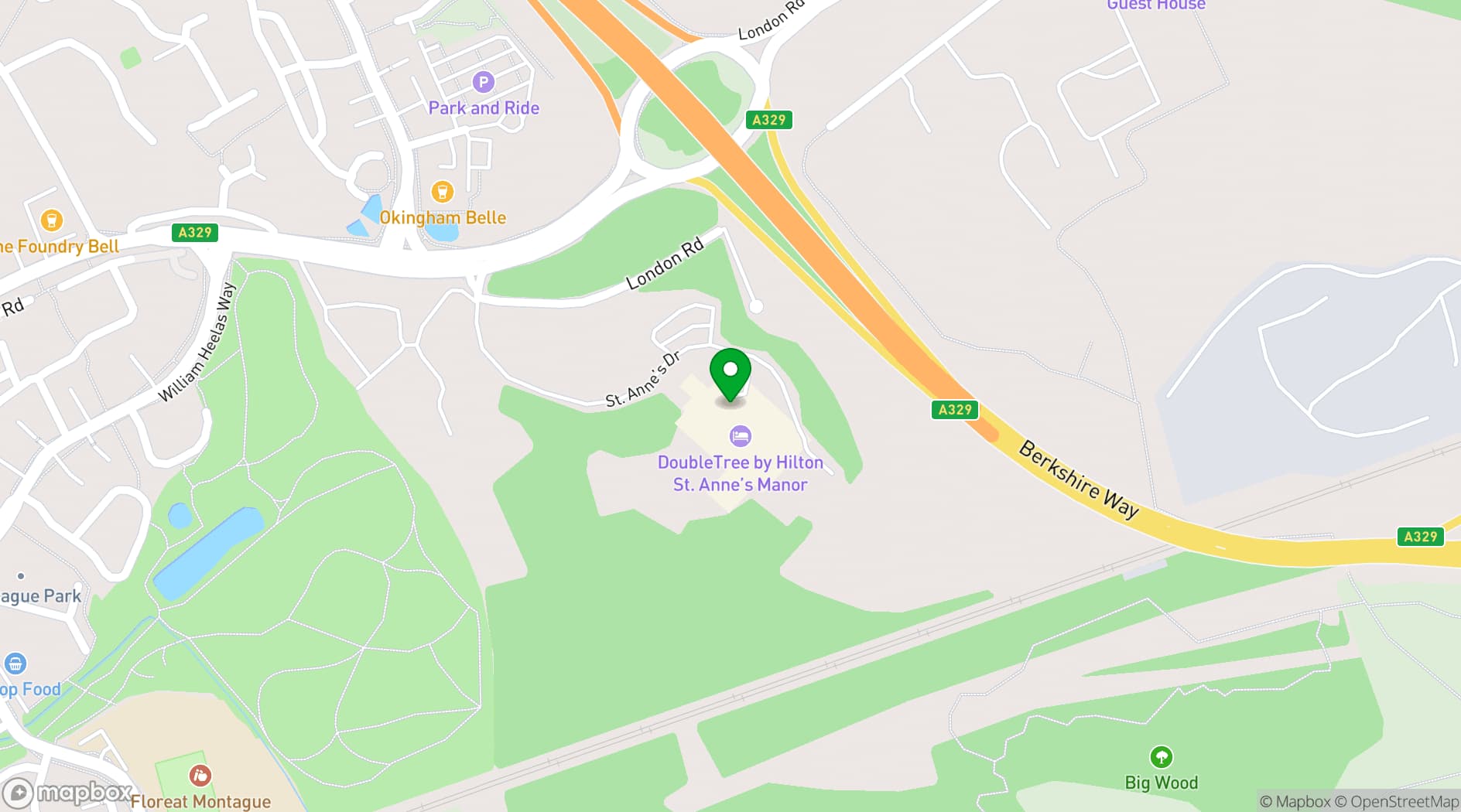 Map showing DoubleTree by Hilton St. Anne's Manor