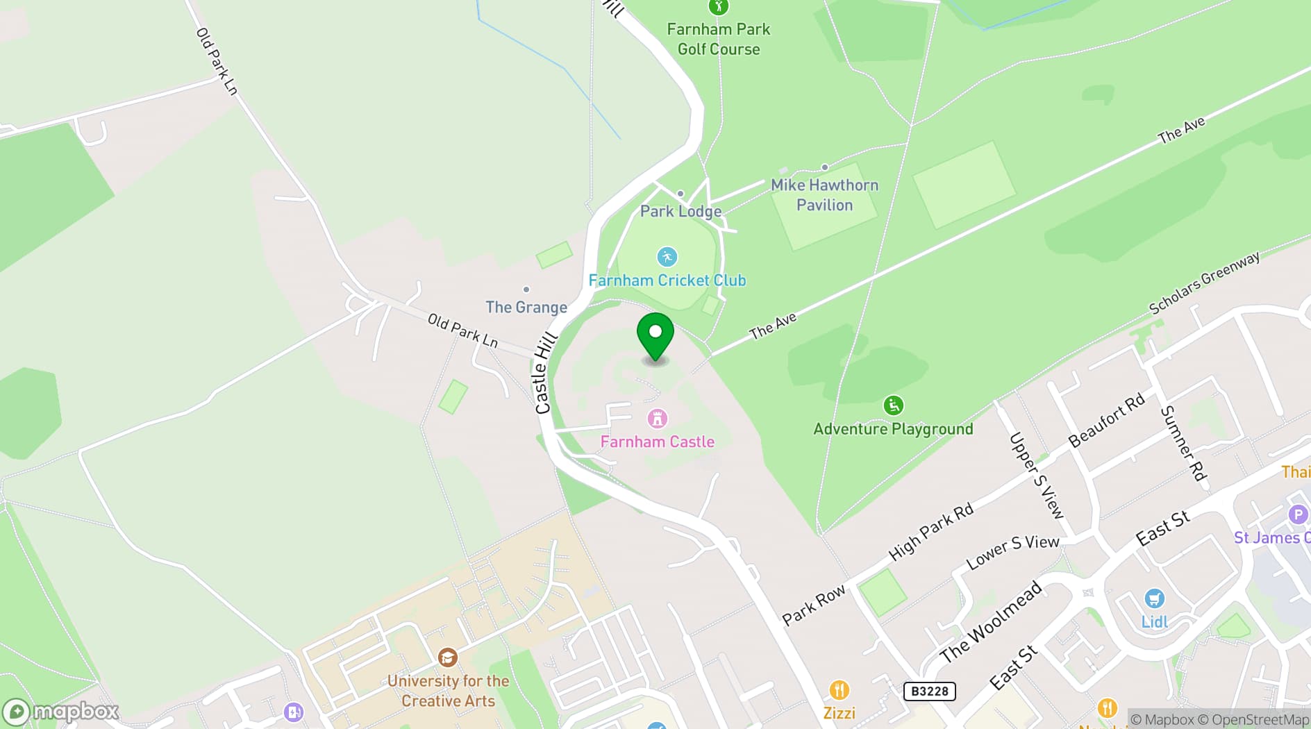 Map showing Farnham Castle