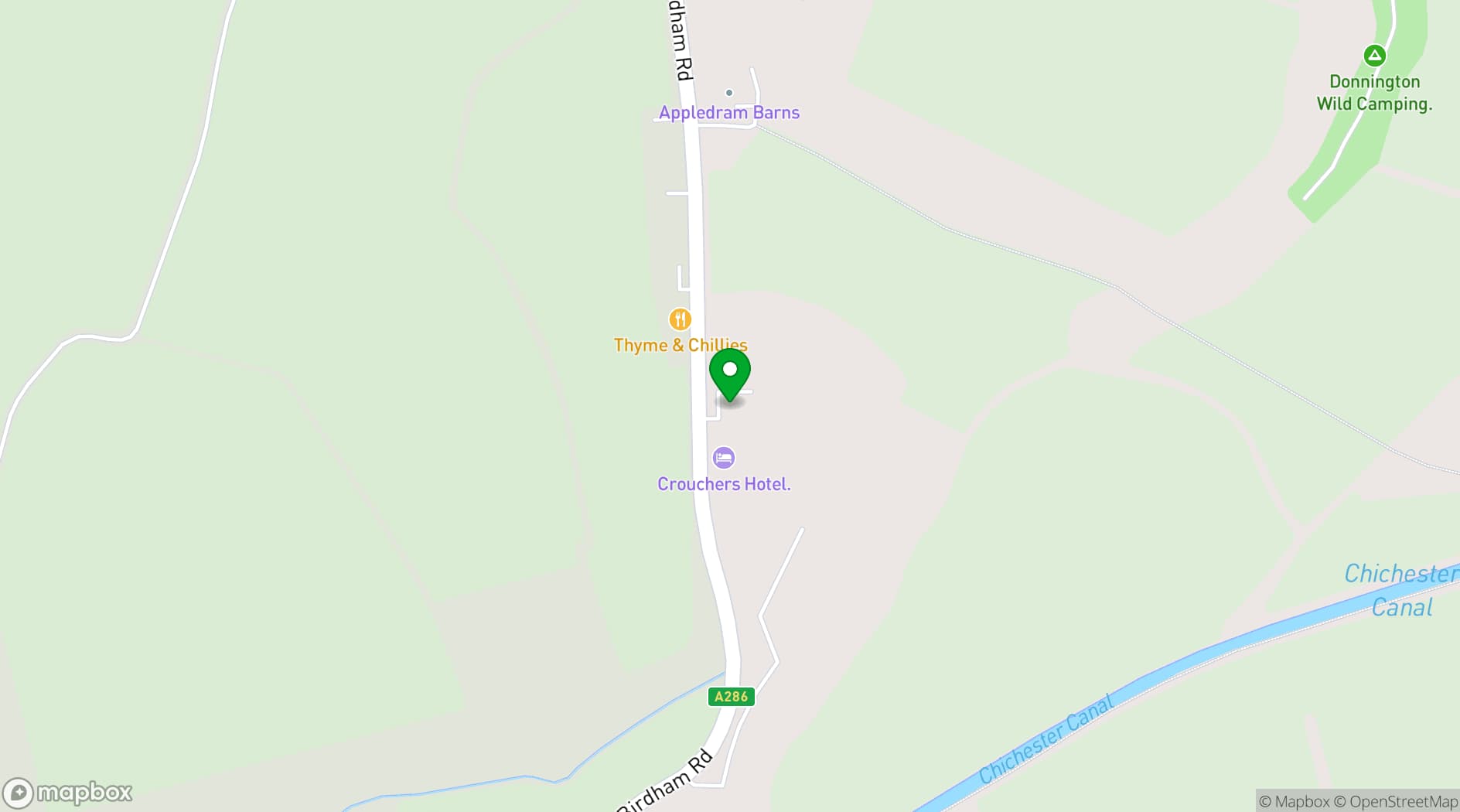Map showing Crouchers Hotel & Restaurant