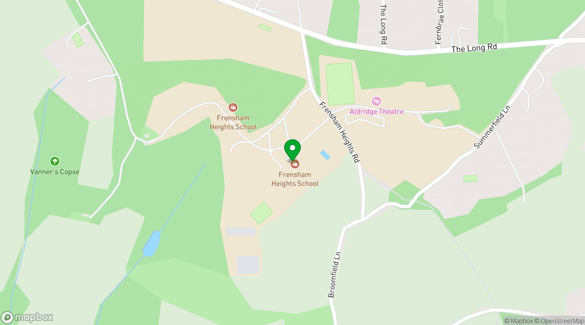 Map showing Frensham Hall